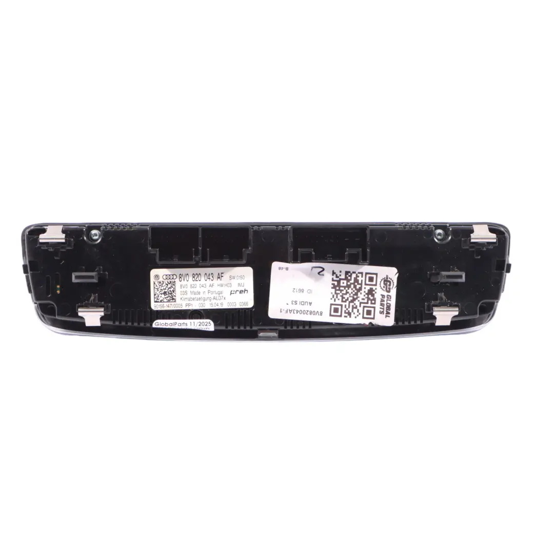 Panel De Control De Climatización A/C para Audi S3 8V con número de pieza 8V0820043AF Audi S3 8V Panel De Control De Climatización A/C - SKU 8V0820043AF-1 - Número de pieza 8V0820043AF