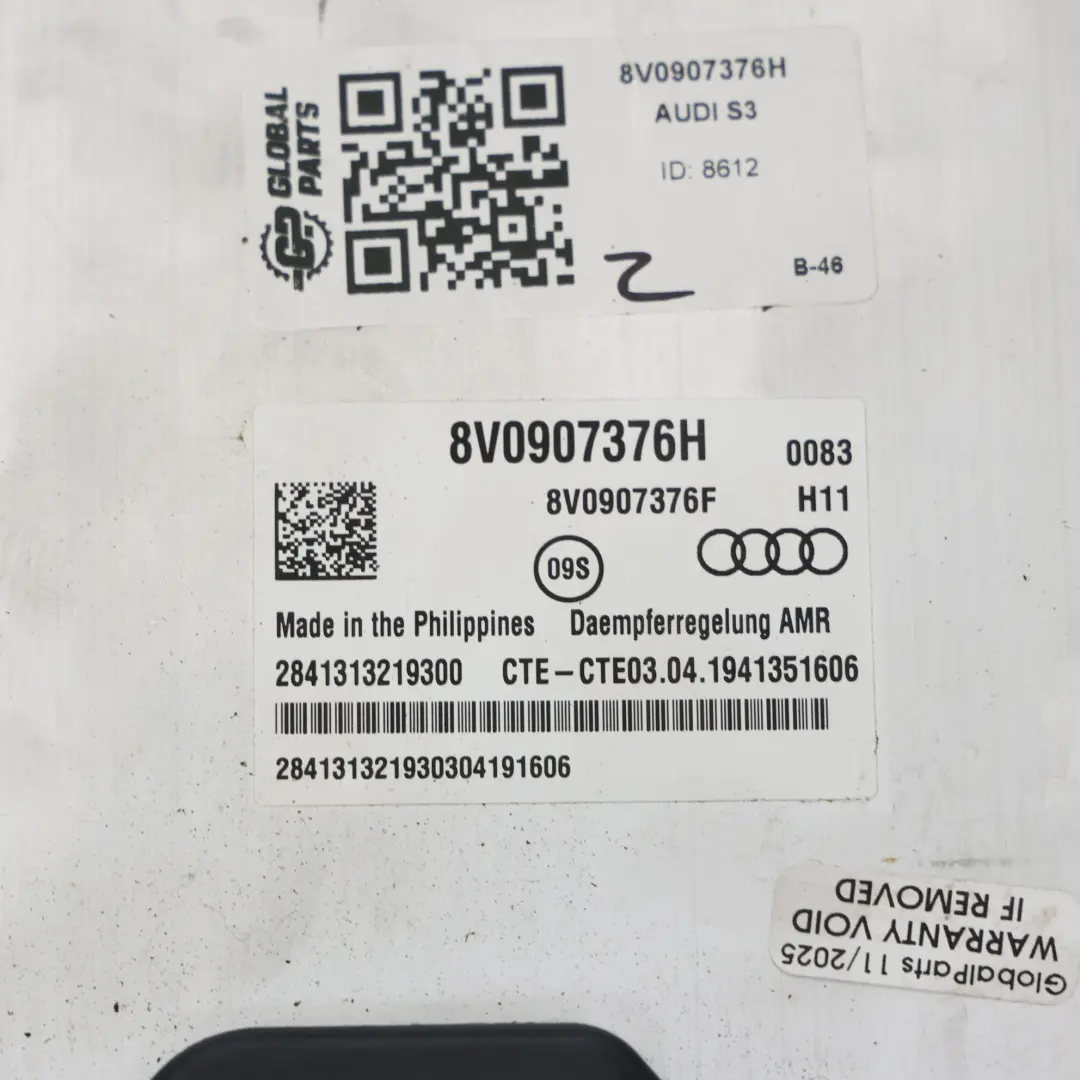 Módulo AMR Unidad De Control Del Amortiguador Trasero para Audi A3 S3 8V con número de pieza 8V0907376H Audi A3 S3 8V Módulo AMR Unidad De Control Del Amortiguador Trasero - SKU 8V0907376H - Número de pieza 8V0907376H