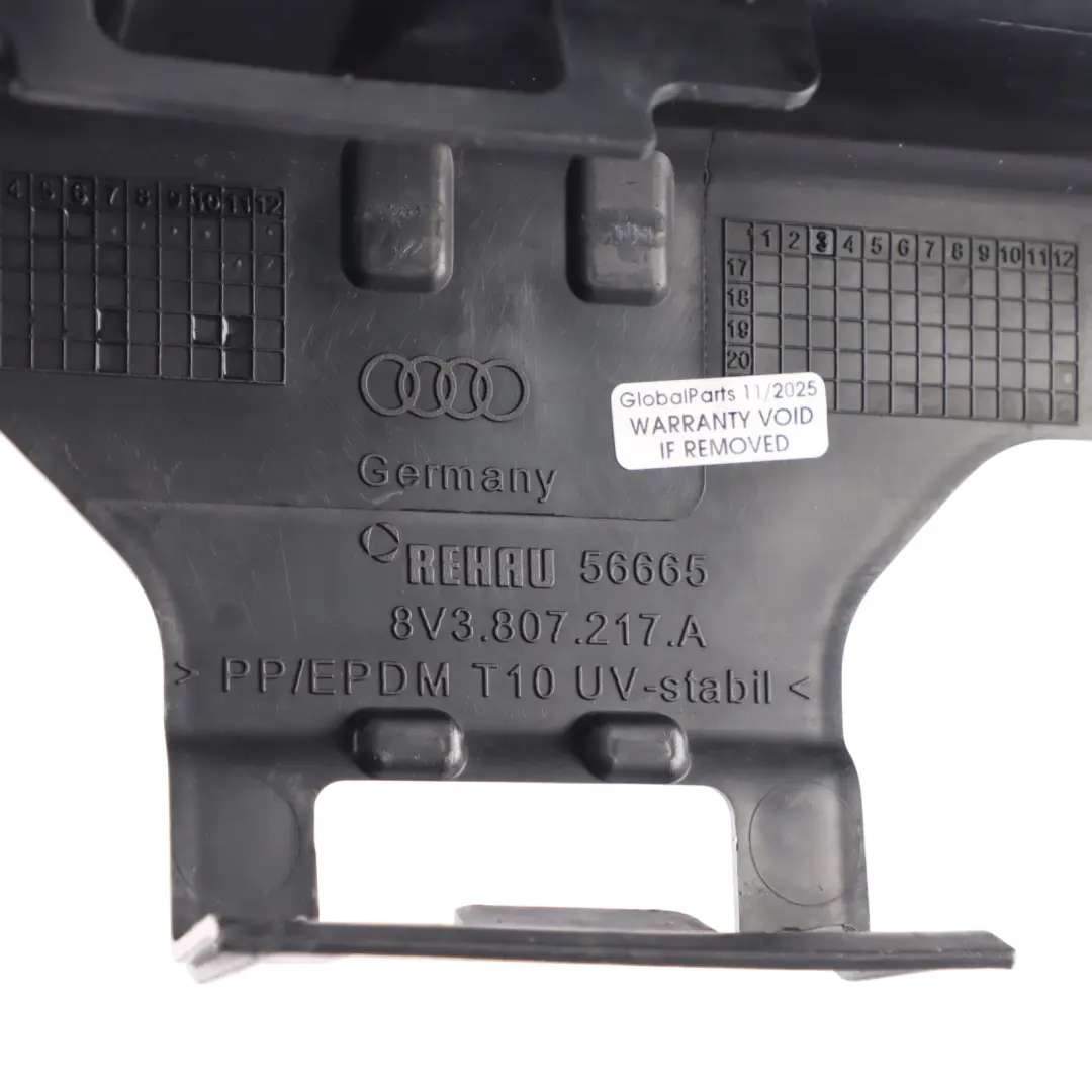 Front Bumper Crash Reinforcement Bar Trim Panel Cover to Audi S3 8V with Part number 8V3807217A Audi S3 8V Front Bumper Crash Reinforcement Bar Trim Panel Cover - SKU 8V3807217A - Part number 8V3807217A