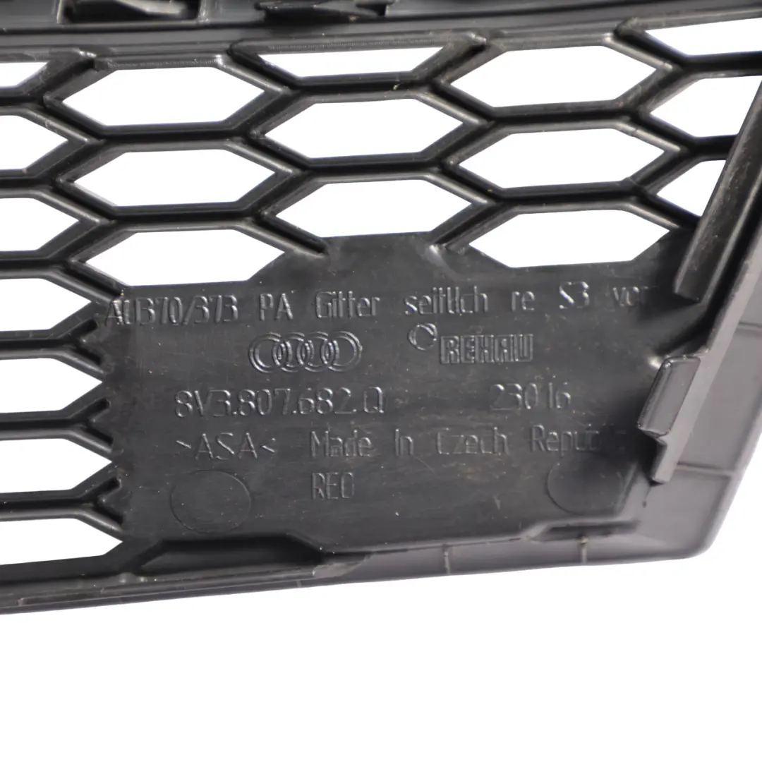 Front Bumper Cover Fog Light Grid Grille Trim Right O/S to Audi S3 8V with Part number 8V3807682Q Audi S3 8V Front Bumper Cover Fog Light Grid Grille Trim Right O/S - SKU 8V3807682Q - Part number 8V3807682Q