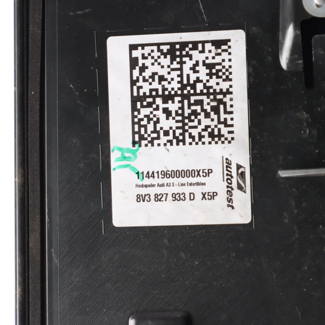 Spoiler Boot Trunk Estoril Blue Metallic - X5P to Audi A3 S3 8V Rear with Part number 8V3827933D Audi A3 S3 8V Rear Spoiler Boot Trunk Estoril Blue Metallic - X5P - SKU 8V3827933D-ESB - Part number 8V3827933D