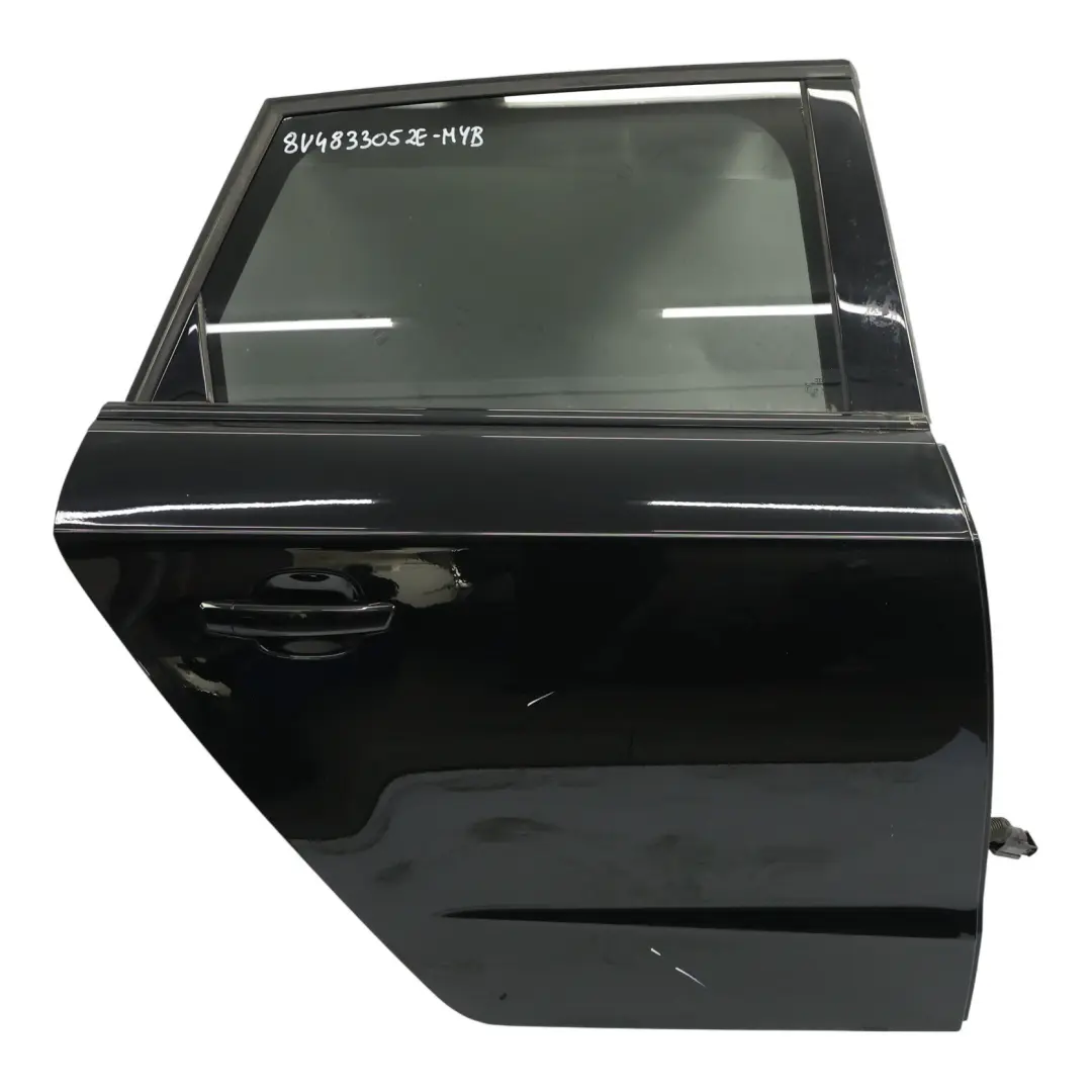 Sportback Rear Right O/S Door Mythical Black Metallic - Y9T to Audi A3 8V with Part number 8V4833052E Audi A3 8V Sportback Rear Right O/S Door Mythical Black Metallic - Y9T - SKU 8V4833052E-MYB - Part number 8V4833052E