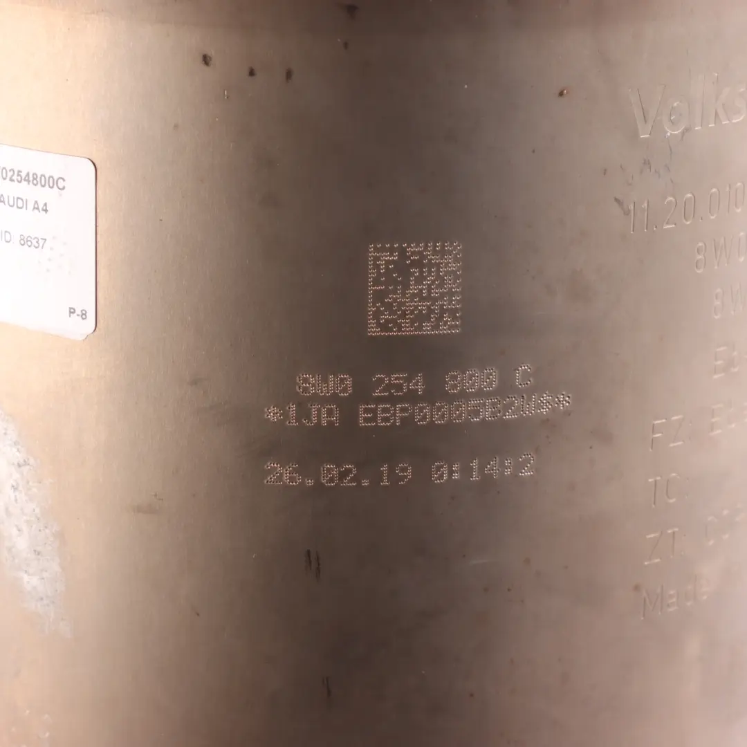 Audi A4 B9 Front Exhaust Pipe 2.0 TFSI 8W0131765F - SKU 8W0254800C - Part number 8W0254800C