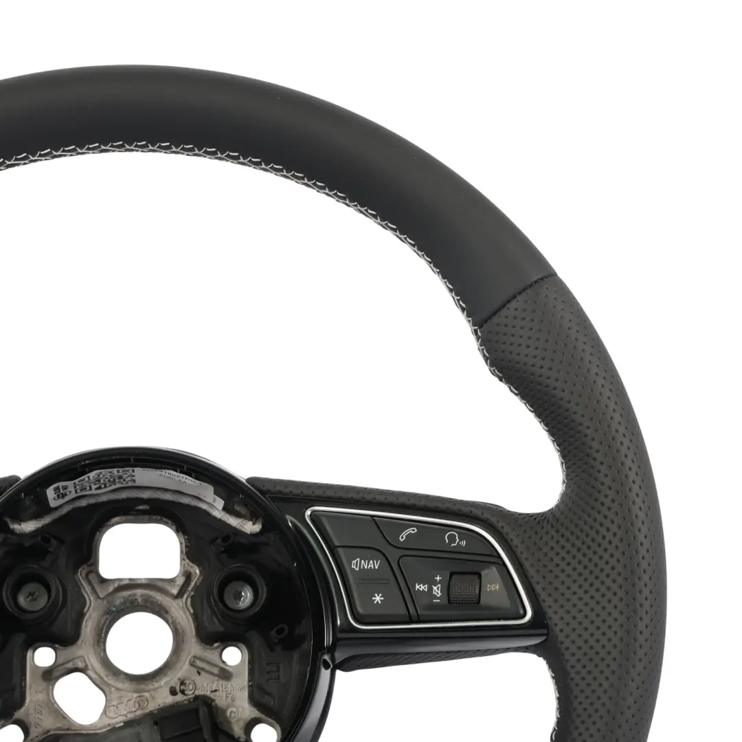 Steering Wheel S-Line NEW Black Leather Flat Bottom to Audi A4 B9 A5 F5 with Part number 8W0419091DH Audi A4 B9 A5 F5 Steering Wheel S-Line NEW Black Leather Flat Bottom - SKU 8W0419091DH-1 - Part number 8W0419091DH