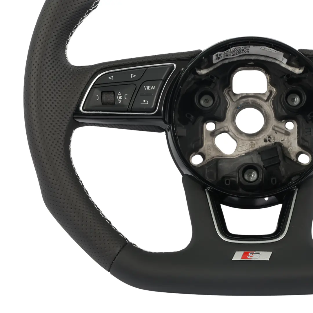 NUEVO Cuero Negro Fondo Plano para Audi A4 B9 A5 F5 Volante S-Line con número de pieza 8W0419091DH Audi A4 B9 A5 F5 Volante S-Line NUEVO Cuero Negro Fondo Plano - SKU 8W0419091DH-1 - Número de pieza 8W0419091DH