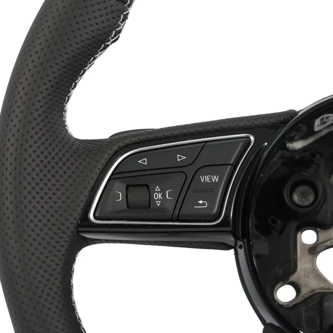 Steering Wheel S-Line NEW Black Leather Flat Bottom to Audi A4 B9 A5 F5 with Part number 8W0419091DH Audi A4 B9 A5 F5 Steering Wheel S-Line NEW Black Leather Flat Bottom - SKU 8W0419091DH-1 - Part number 8W0419091DH