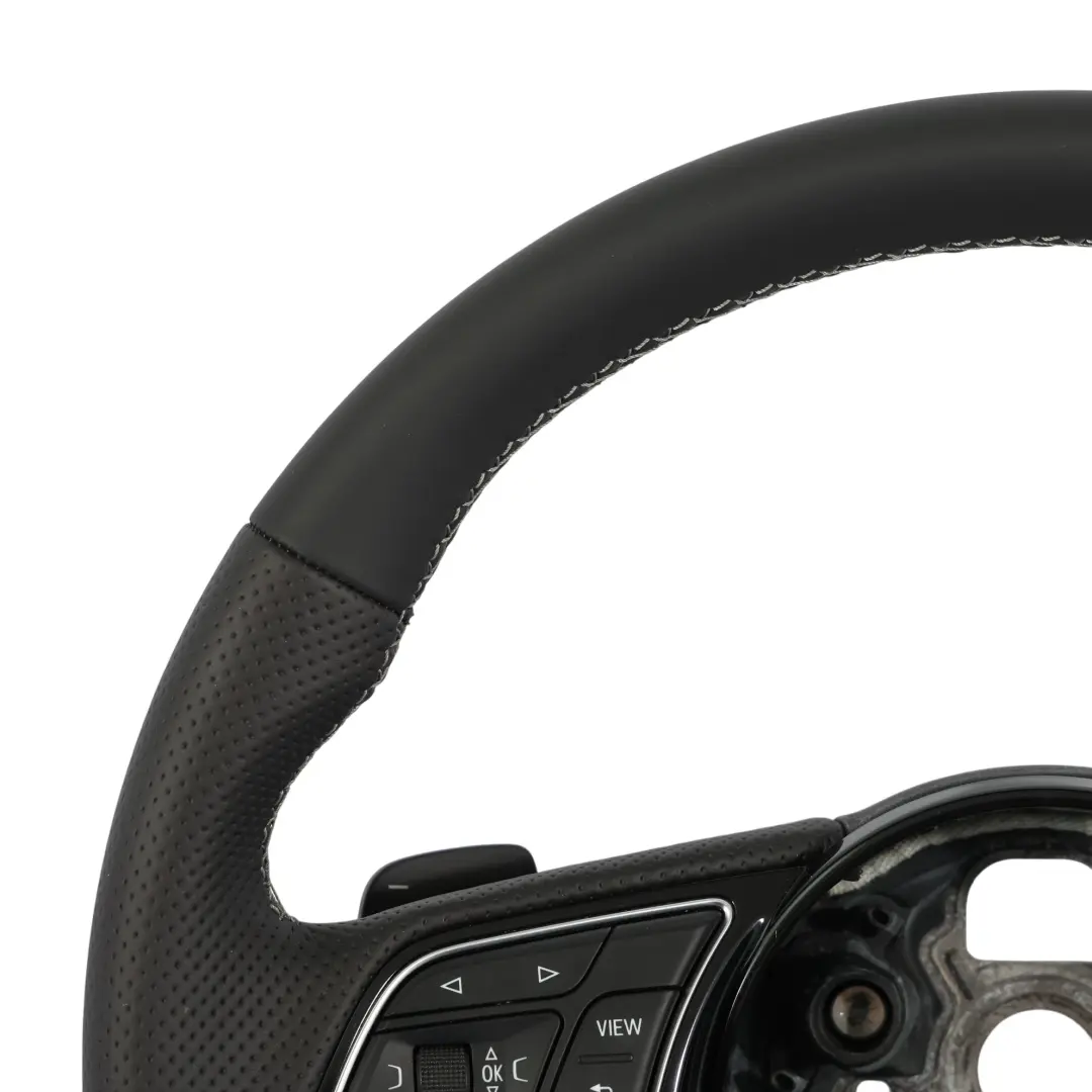 Steering Wheel S-Line NEW Black Leather Paddle Shift to Audi A4 B9 A5 F5 with Part number 8W0419091P Audi A4 B9 A5 F5 Steering Wheel S-Line NEW Black Leather Paddle Shift - SKU 8W0419091P-1 - Part number 8W0419091P
