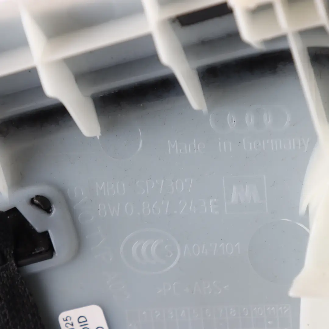 Upper B Pillar Column Cover Trim Seat Belt Panel Left N/S to Audi A4 B9 with Part number 8W0867243E Audi A4 B9 Upper B Pillar Column Cover Trim Seat Belt Panel Left N/S - SKU 8W0867243E - Part number 8W0867243E