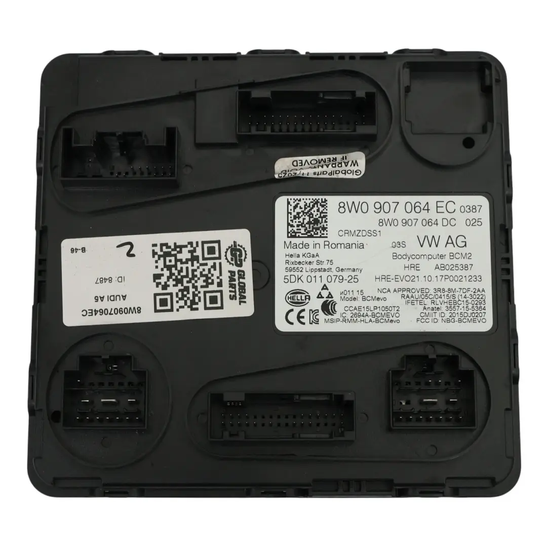 Audi A5 F5 Module De Confort De Carrosserie BCM Unité De Commande - SKU 8W0907064EC - Numéro de pièce 8W0907064EC