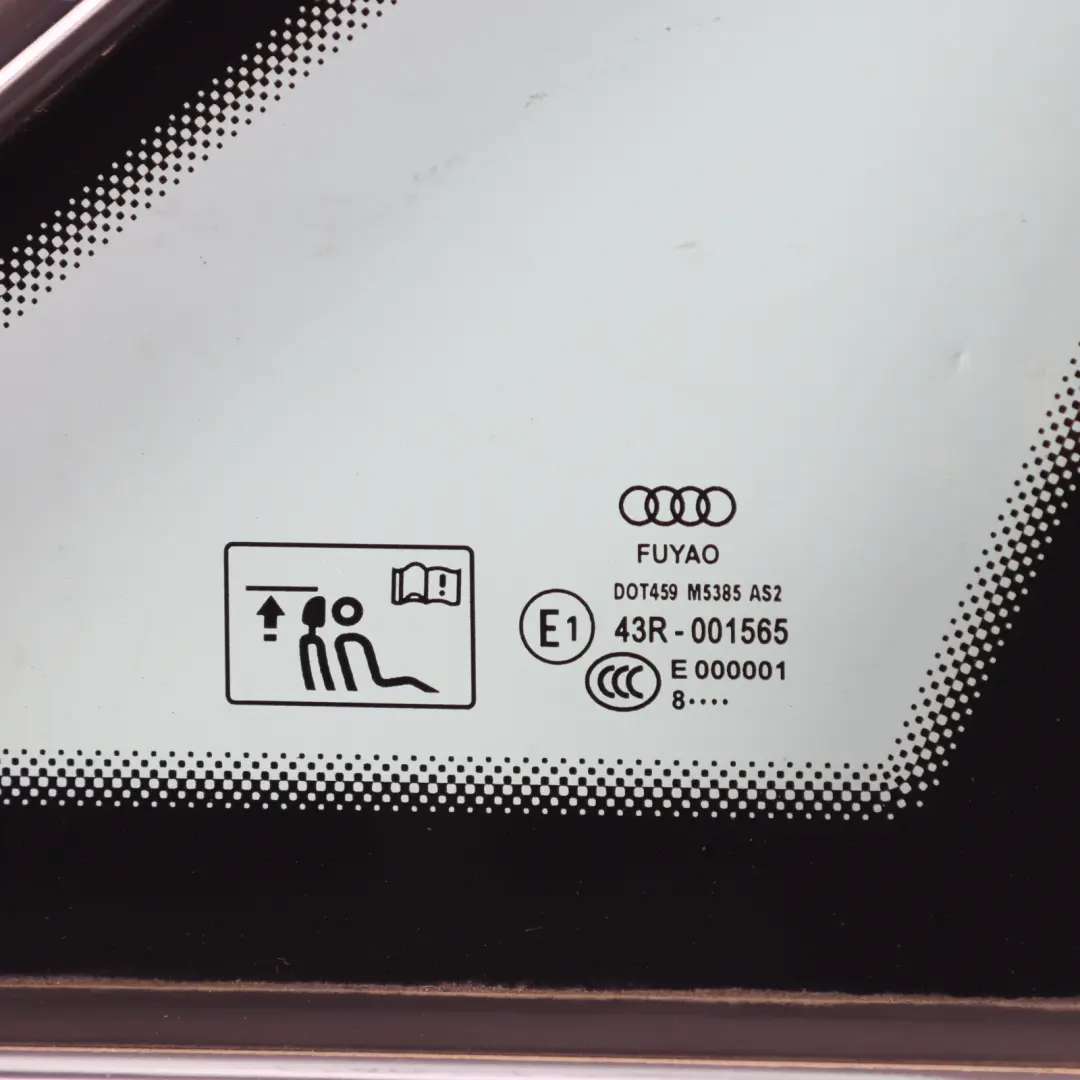 Quarter Triangle Side Window Glass Right O/S AS2 to Audi A4 B9 Rear with Part number 8W5845298D Audi A4 B9 Rear Quarter Triangle Side Window Glass Right O/S AS2 - SKU 8W5845298D-1 - Part number 8W5845298D