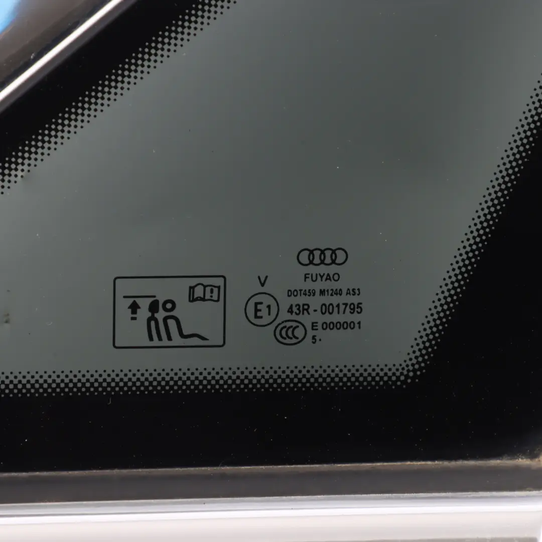 Quarter Side Window Glass Right O/S Tinted AS3 to Audi A4 B9 Rear with Part number 8W5845298E Audi A4 B9 Rear Quarter Side Window Glass Right O/S Tinted AS3 - SKU 8W5845298E - Part number 8W5845298E