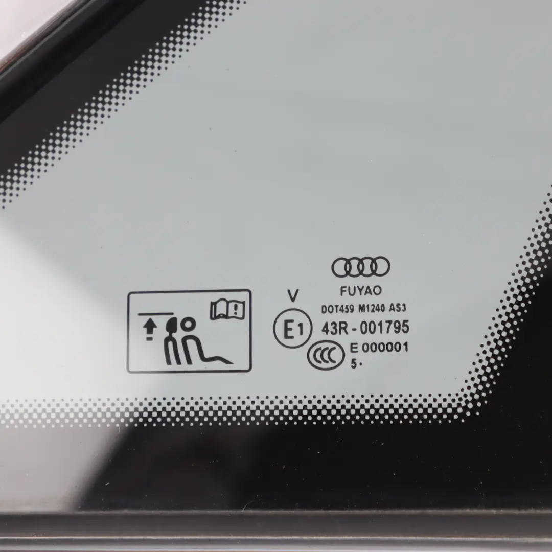 Quarter Side Window Glass Right O/S Tinted AS3 to Audi A4 B9 Rear with Part number 8W5845298E Audi A4 B9 Rear Quarter Side Window Glass Right O/S Tinted AS3 - SKU 8W5845298E - Part number 8W5845298E