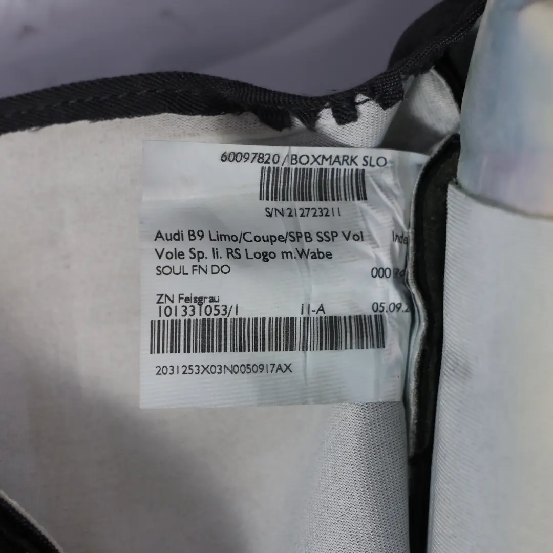 Audi RS5 F5 Sport Seat Backrest Heated Cover Black Leather Front Left N/S - SKU 8W6881805BF - Part number 8W6881805BF