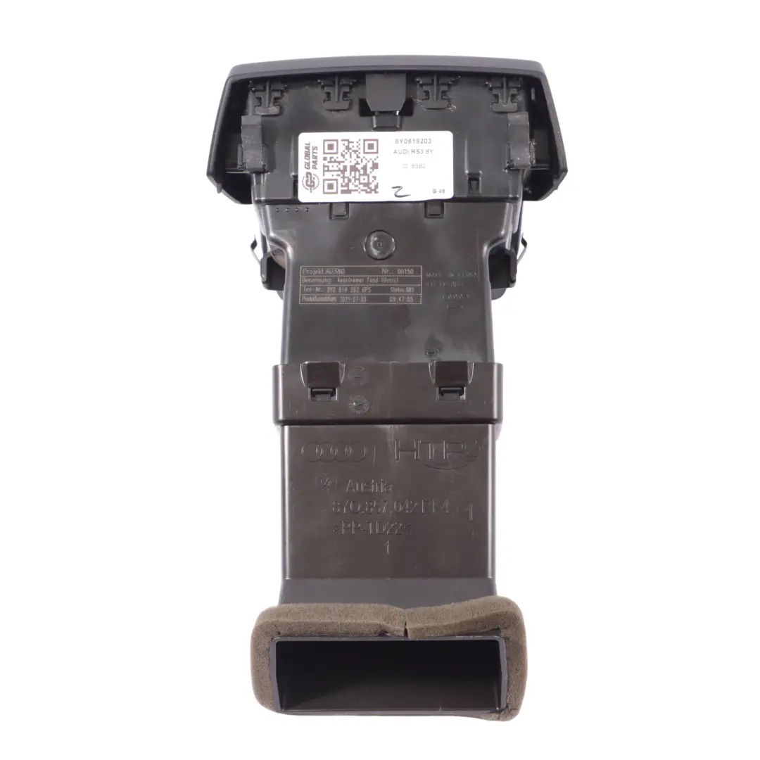 Audi S3 8Y Console Centrale Posteriore A/C Griglia Ugello Uscita Nero - SKU 8Y0819203 - Numero di parte 8Y0819203