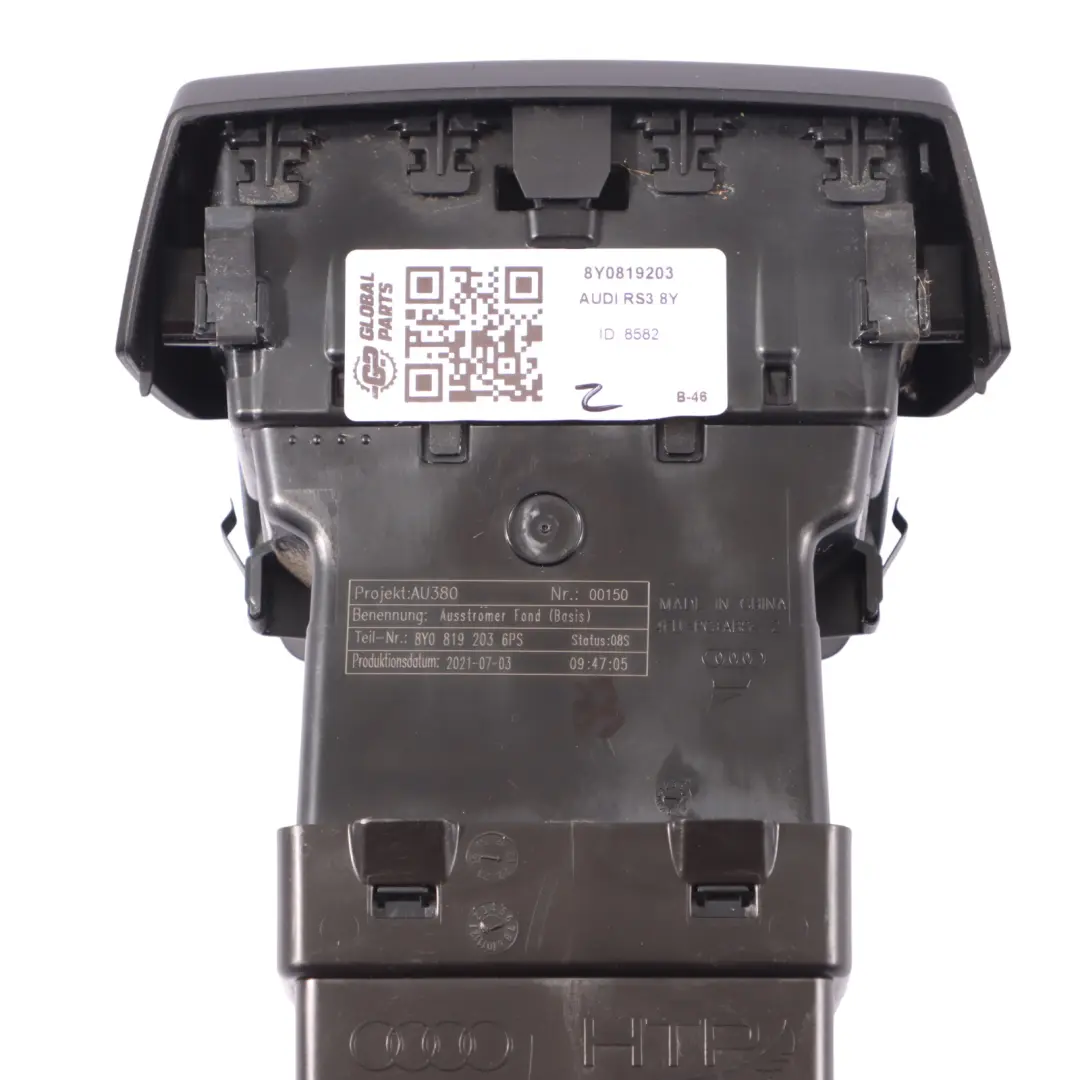 Audi S3 8Y Grille Sortie Air Clima Console Centrale Arrière Noire - SKU 8Y0819203 - Numéro de pièce 8Y0819203