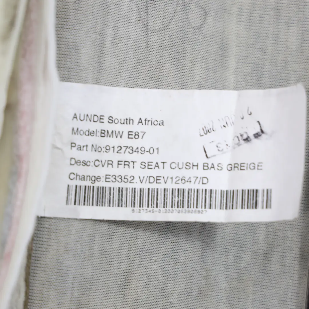 BMW E87 LCI Front Seat Base Heated Cover Cushion Left Right N/O/S - SKU 9127349 - Part number 9127349