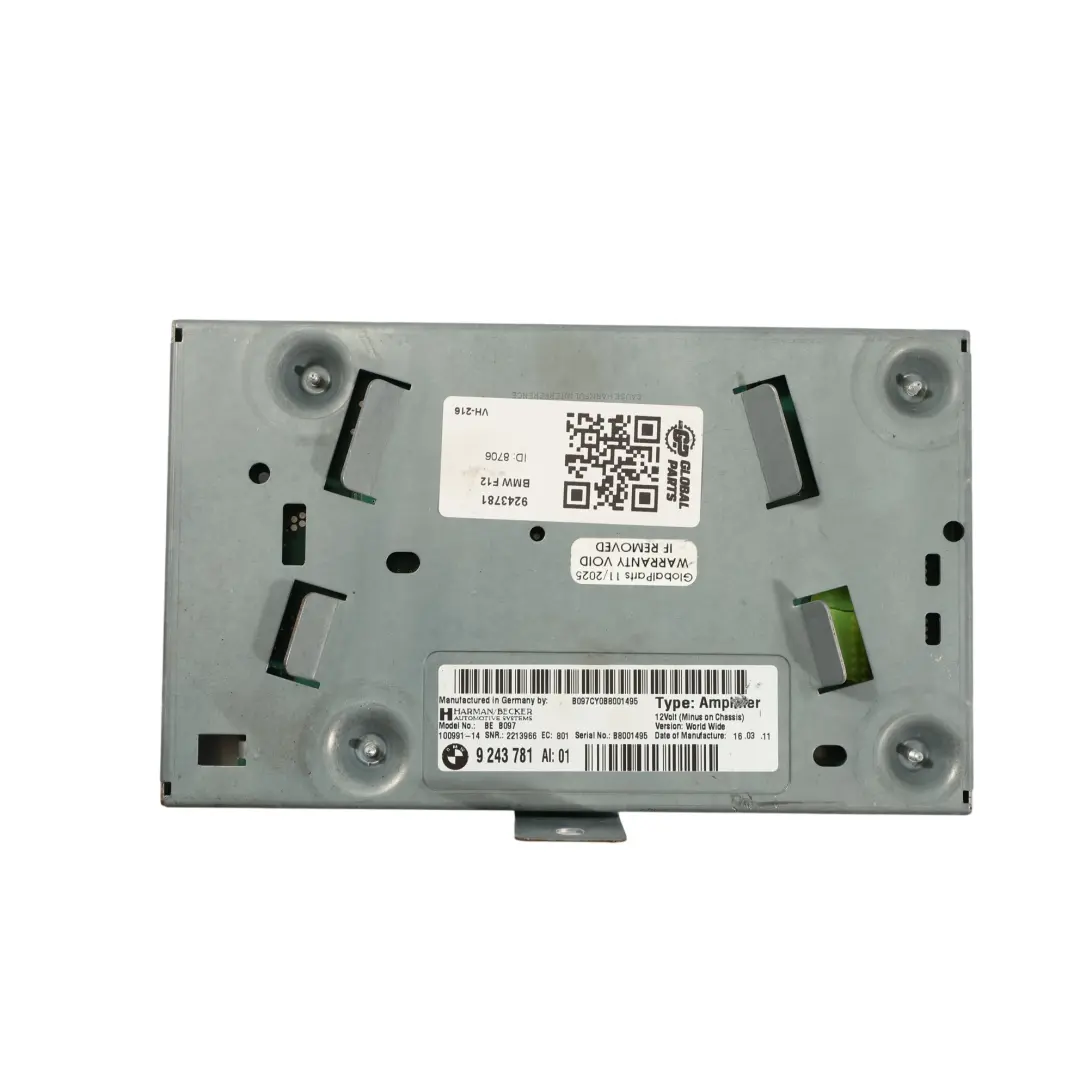Hi-Fi Audio System Verstärker Harman Becker für BMW F12 F12 LCI mit Teilenummer 9243781 BMW F12 F12 LCI Hi-Fi Audio System Verstärker Harman Becker - SKU 9243781 - Teilenummer 9243781