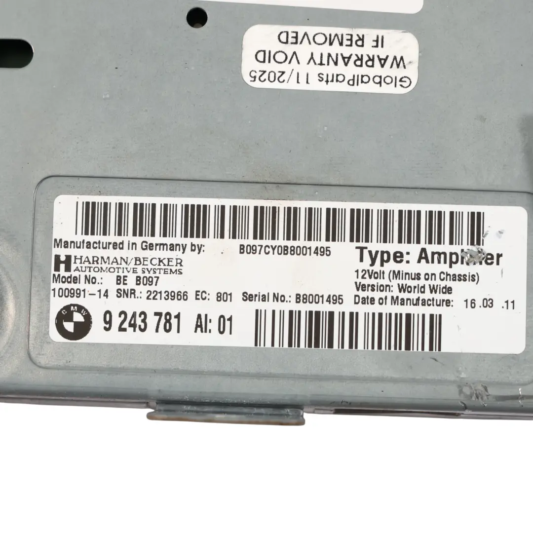 BMW F12 F12 LCI Hi-Fi Audio System Amplifier Harman Becker - SKU 9243781 - Part number 9243781