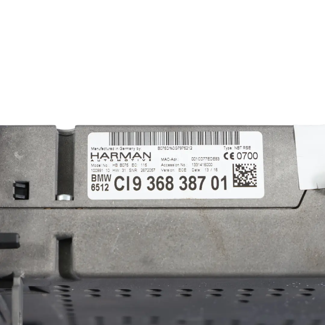 BMW F07 F10 F11 X6 F16 Reproductor Audio CD DVD Habitáculo Trasero - SKU 9368387 - Número de pieza 9368387