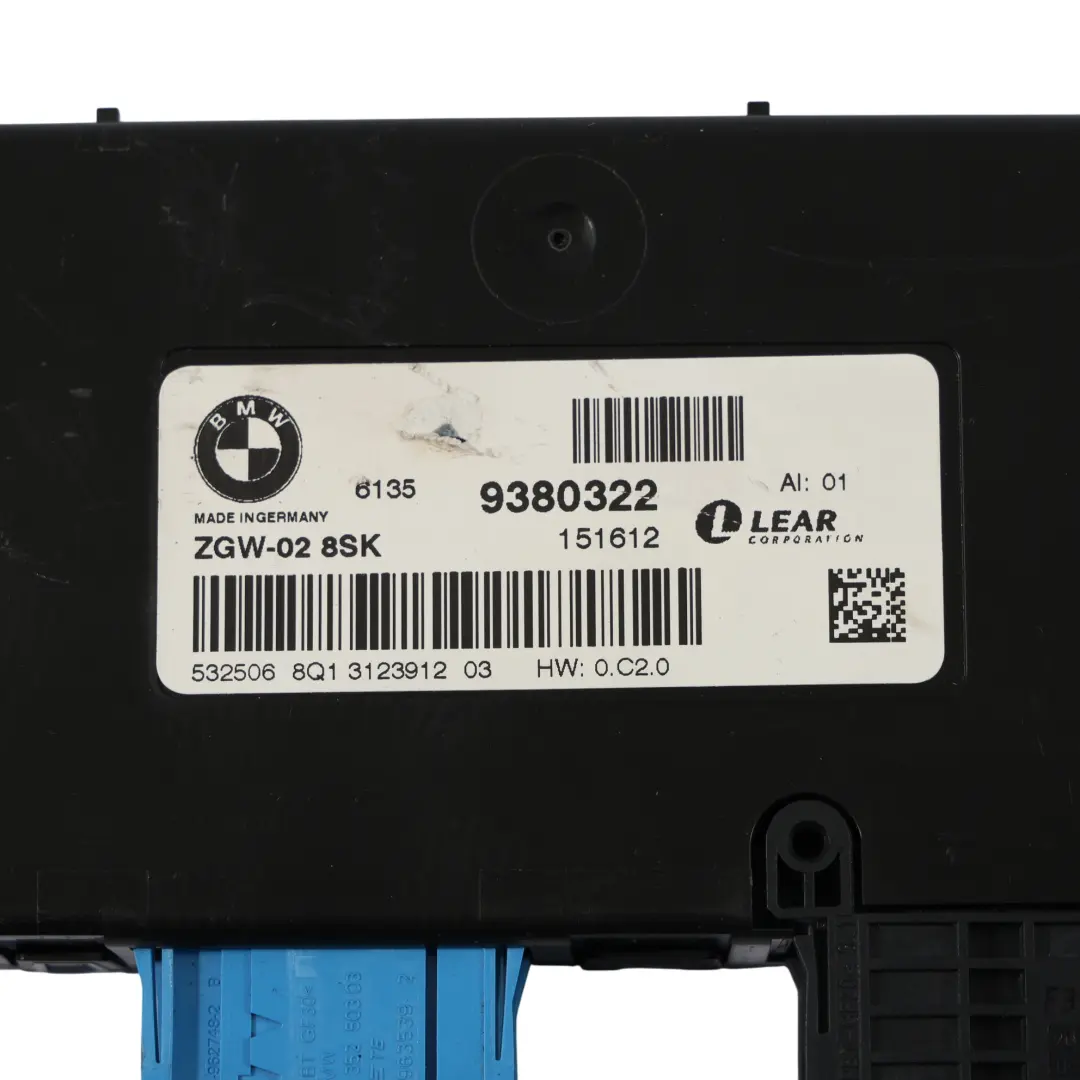 BMW F01 F02 F03 F10 F11 Central Gateway Control Lear Módulo Unidad ECU - SKU 9380322 - Número de pieza 9380322