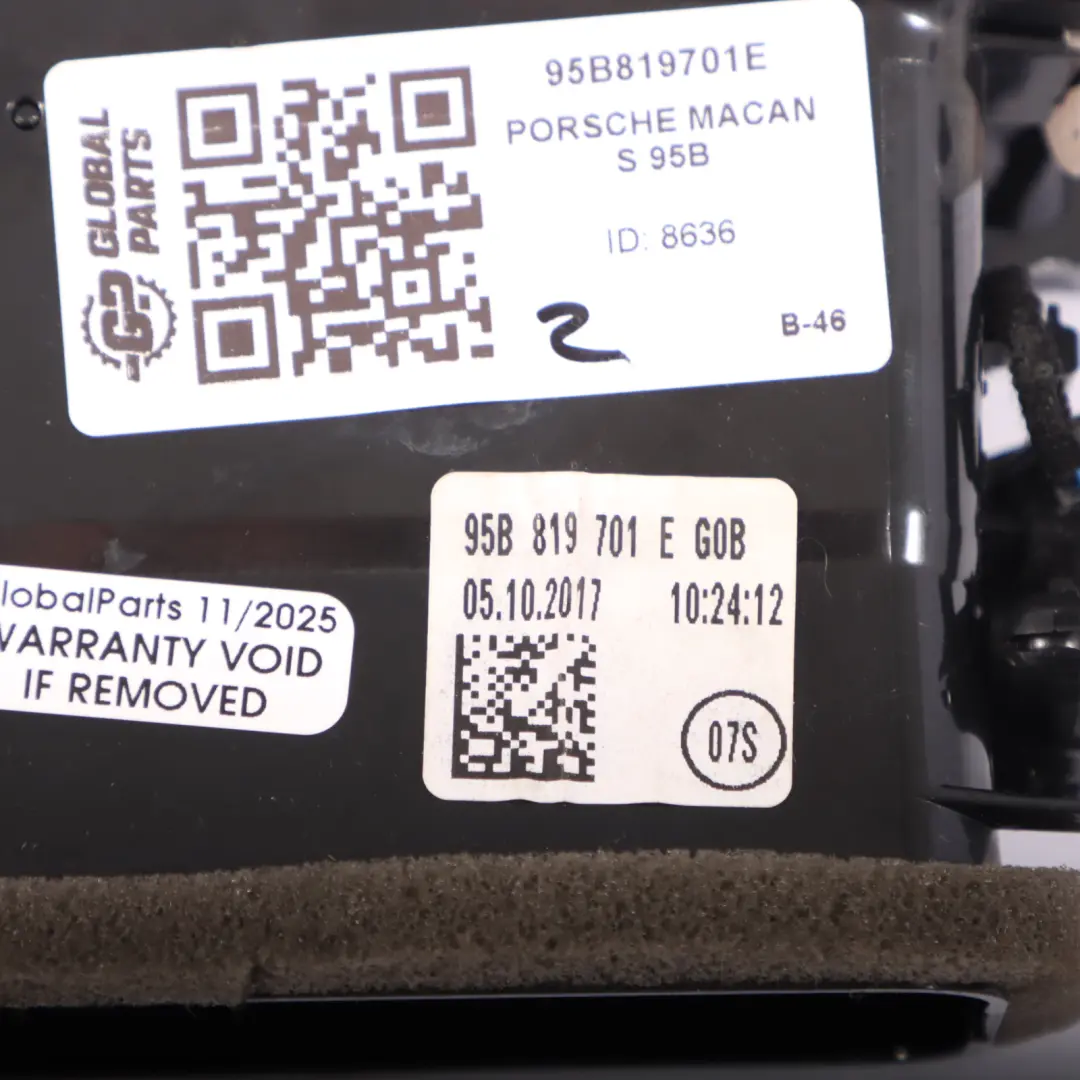 Porsche Macan 95B Salpicadero Rejilla Ventilación Rejilla Izquierda 95B819701E - SKU 95B819701C - Número de pieza 95B819701C