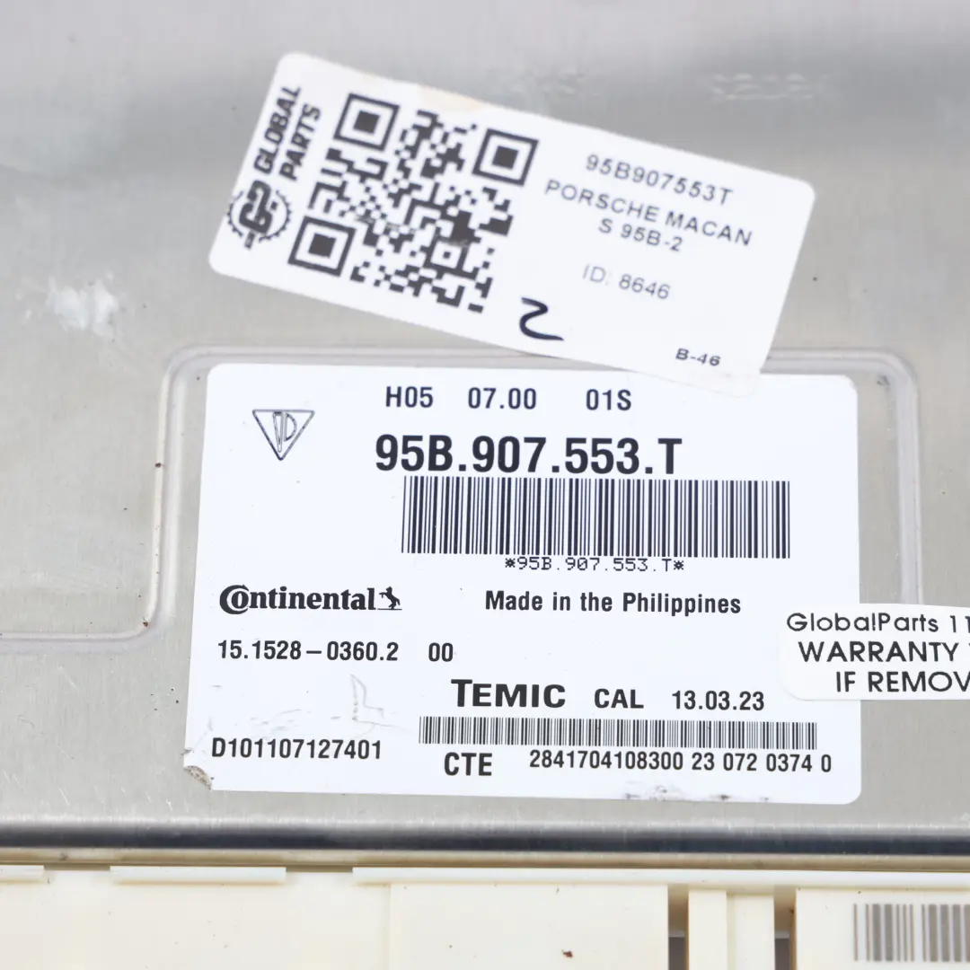 Porsche Macan 95B Módulo De Control De La Suspensión Neumática ECU - SKU 95B907553T - Número de pieza 95B907553T