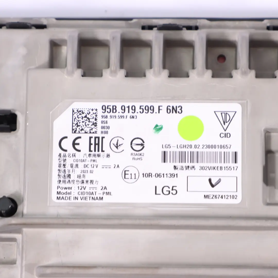 Schermo Monitor Di Navigazione A Bordo per Porsche Macan 95B con numero di parte 95B919599F Porsche Macan 95B Schermo Monitor Di Navigazione A Bordo - SKU 95B919599F - Numero di parte 95B919599F