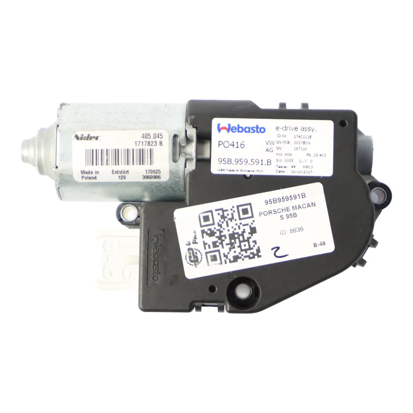 Porsche Macan 95B Sunroof Motor Glass Roof Electric Actuator 95B959591B