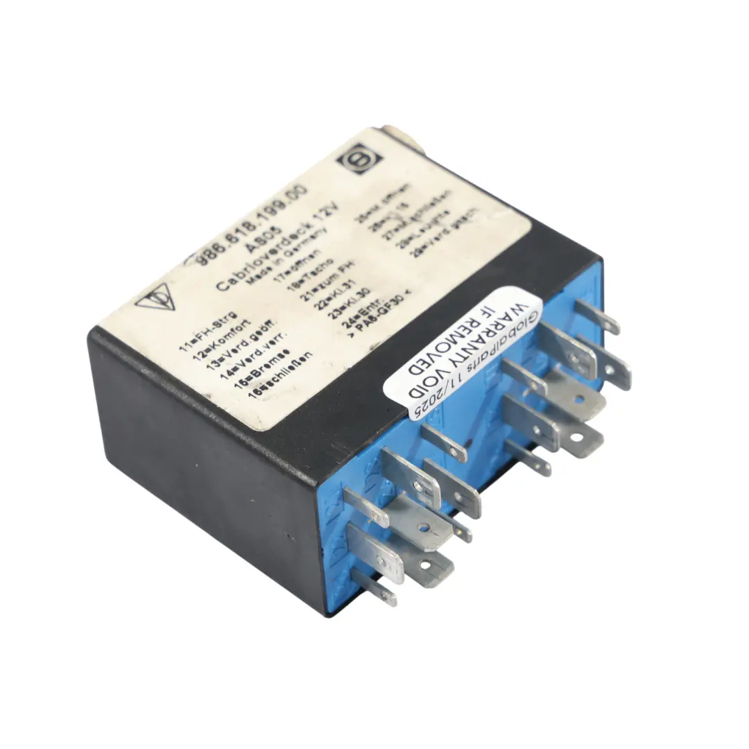 Porsche Boxster 986 Module De Relais De Commande De Toit Ouvrant - SKU 98661819900 - Numéro de pièce 98661819900