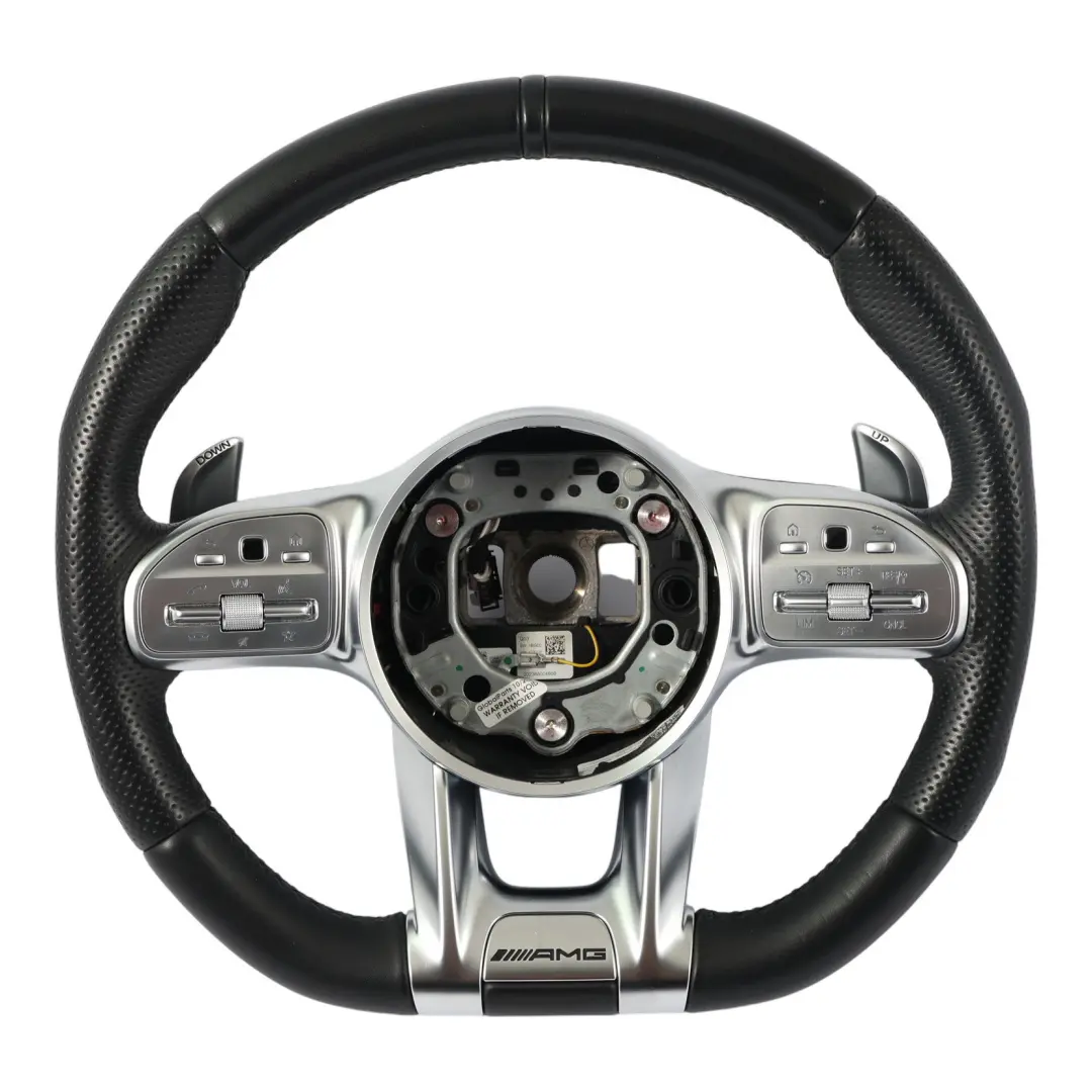 Leather Steering Wheel Paddle Shift to Mercedes W177 W213 AMG Black with Part number A0004608413 Mercedes W177 W213 AMG Black Leather Steering Wheel Paddle Shift - SKU A0004608413 - Part number A0004608413