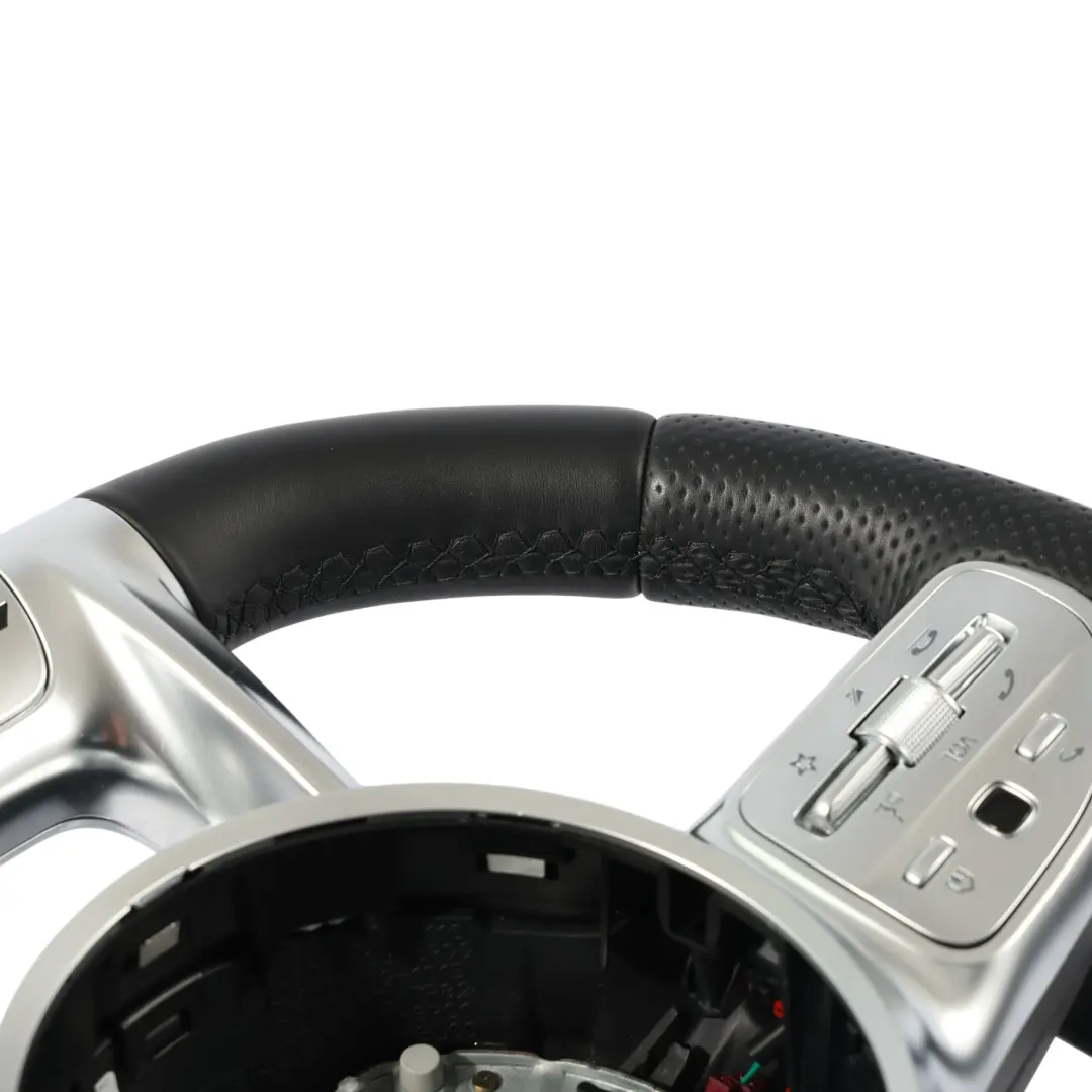 Leather Steering Wheel Paddle Shift to Mercedes W177 W213 AMG Black with Part number A0004608413 Mercedes W177 W213 AMG Black Leather Steering Wheel Paddle Shift - SKU A0004608413 - Part number A0004608413
