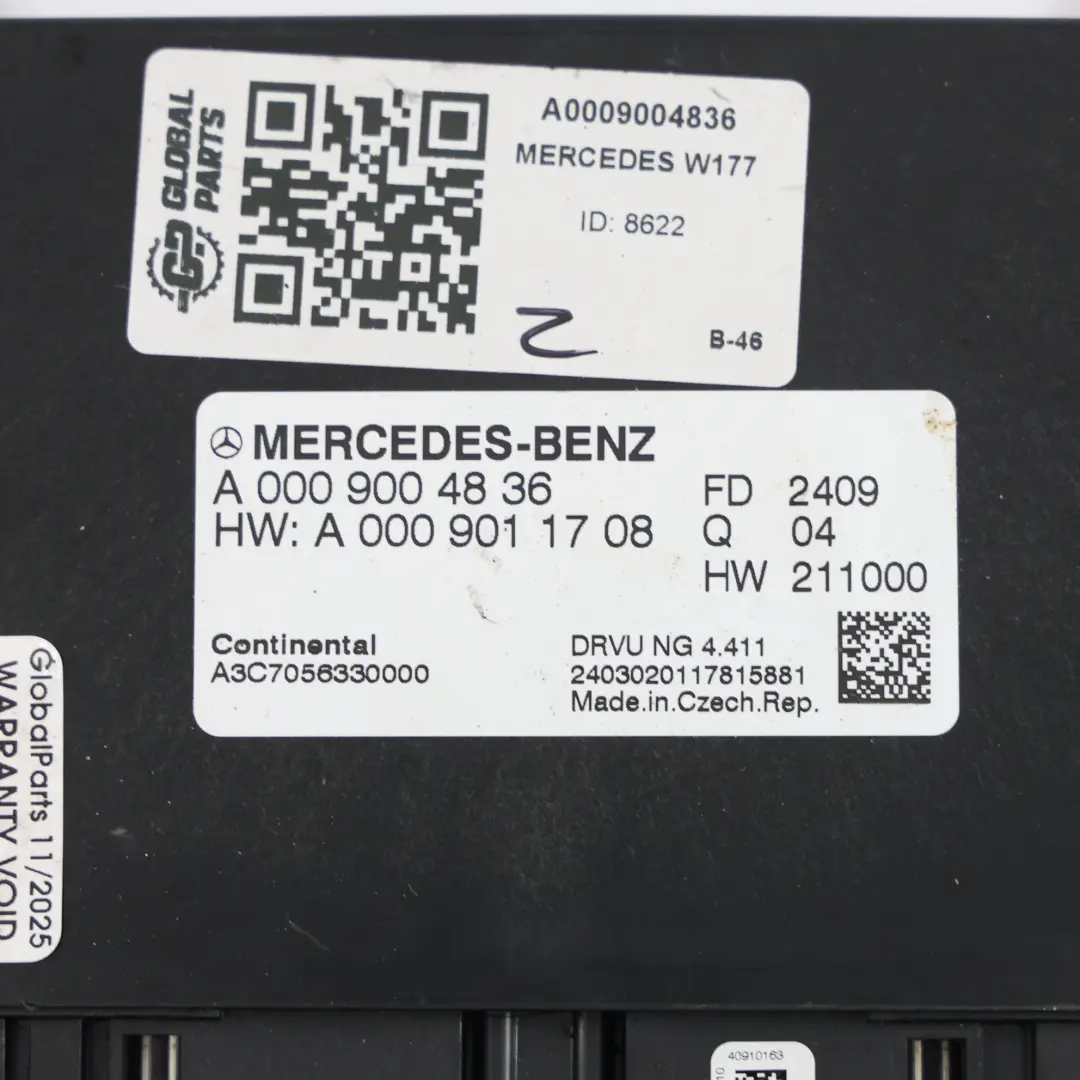 Modulo Dinamica Di Guida Unità Di Controllo ECU per Mercedes W177 W247 con numero di parte A0009004836 Mercedes W177 W247 Modulo Dinamica Di Guida Unità Di Controllo ECU - SKU A0009004836 - Numero di parte A0009004836