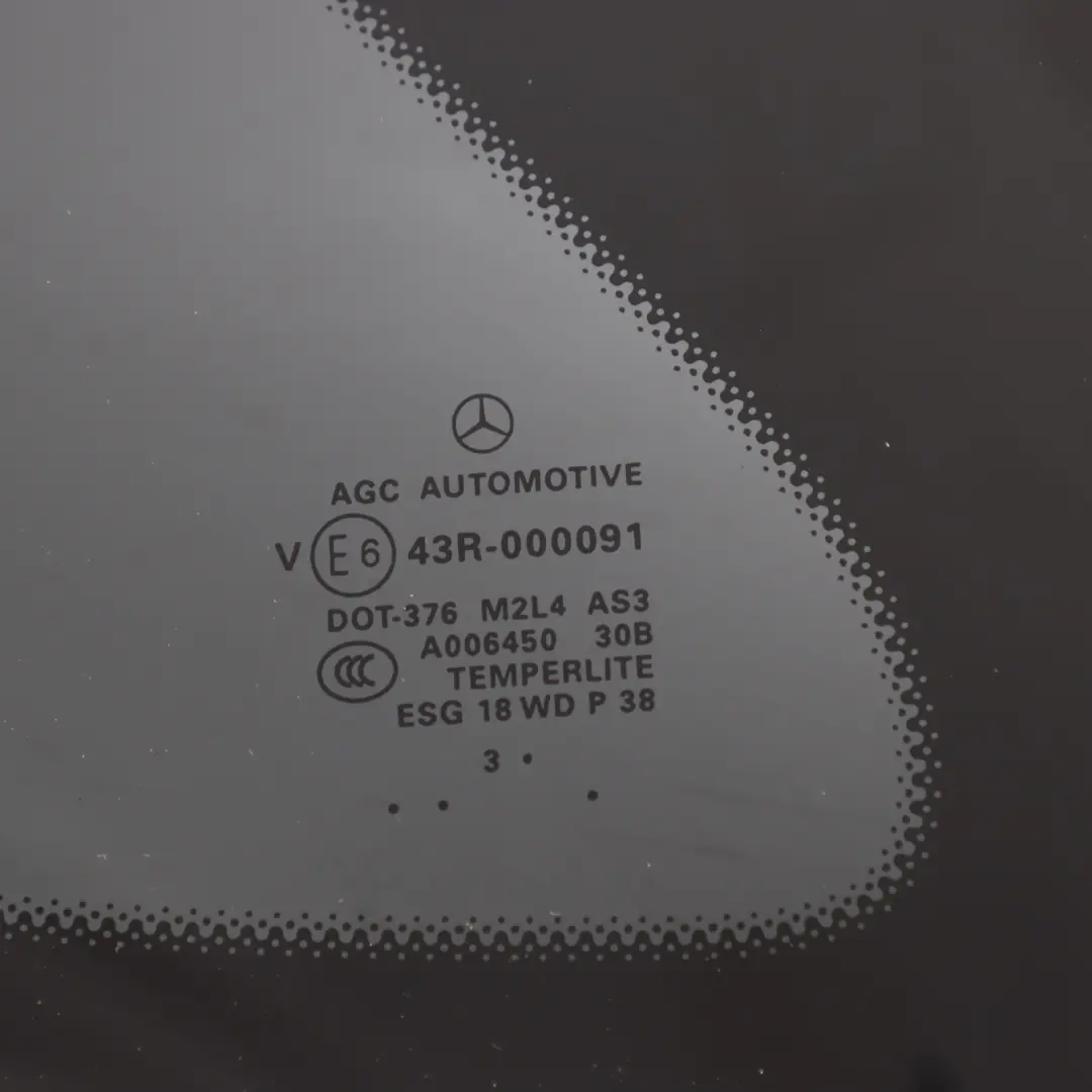 Quarter Side Window Glass Left N/S AS3 Tinted to Mercedes W166 Rear with Part number A1666702312 Mercedes W166 Rear Quarter Side Window Glass Left N/S AS3 Tinted - SKU A1666702312-2 - Part number A1666702312