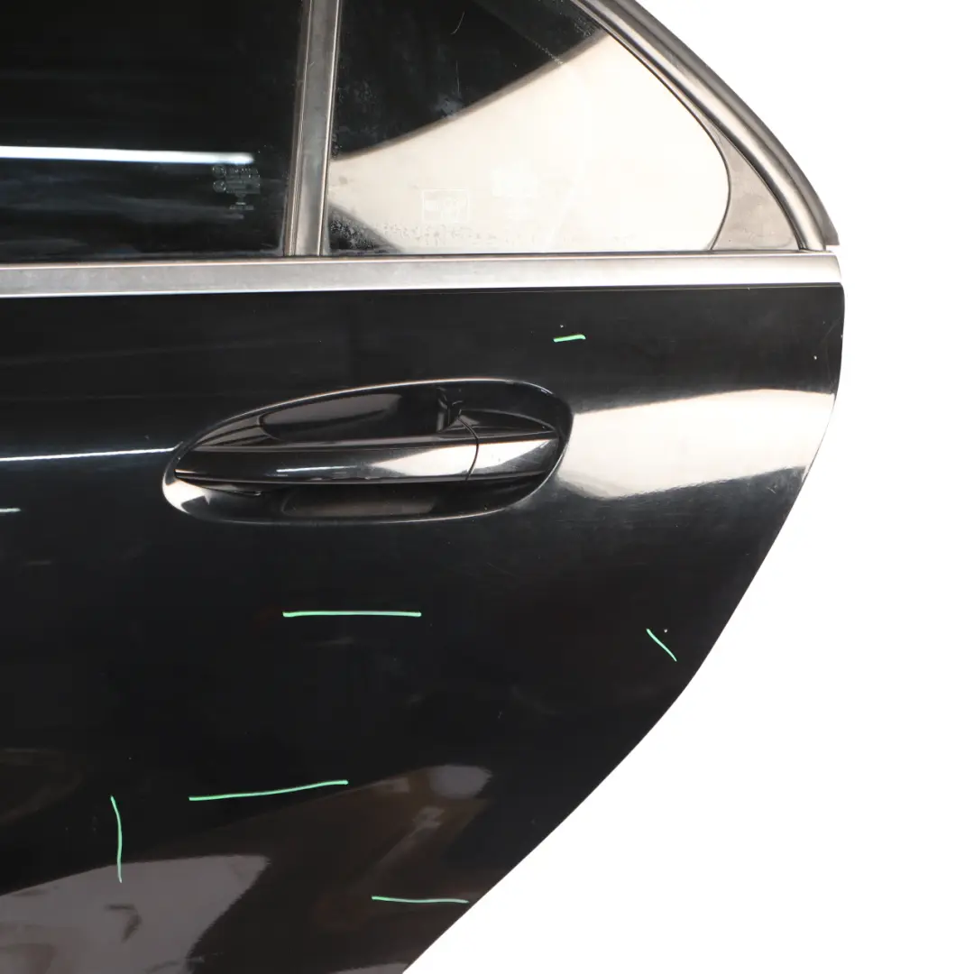 Door Rear Left N/S A-Class Kosmos Cosmic Black Metallic - 191 to Mercedes W176 with Part number A1767300105 Mercedes W176 Door Rear Left N/S A-Class Kosmos Cosmic Black Metallic - 191 - SKU A1767300105-KB1 - Part number A1767300105
