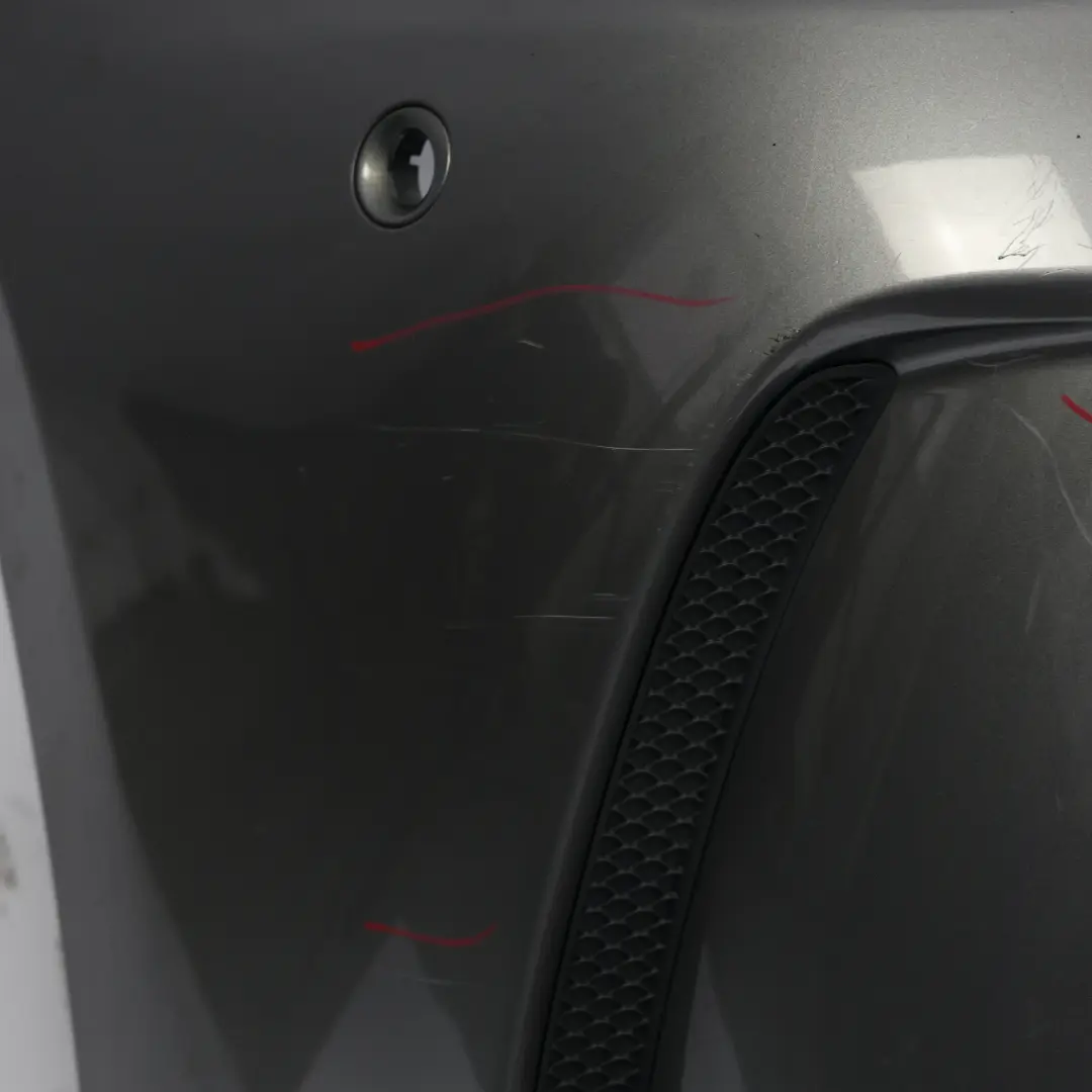 Bumper Rear Trim Panel Cover AMG Mountain Grey Metallic - 787 to Mercedes W176 with Part number A1768800001 Mercedes W176 Bumper Rear Trim Panel Cover AMG Mountain Grey Metallic - 787 - SKU A1768800001-MG - Part number A1768800001