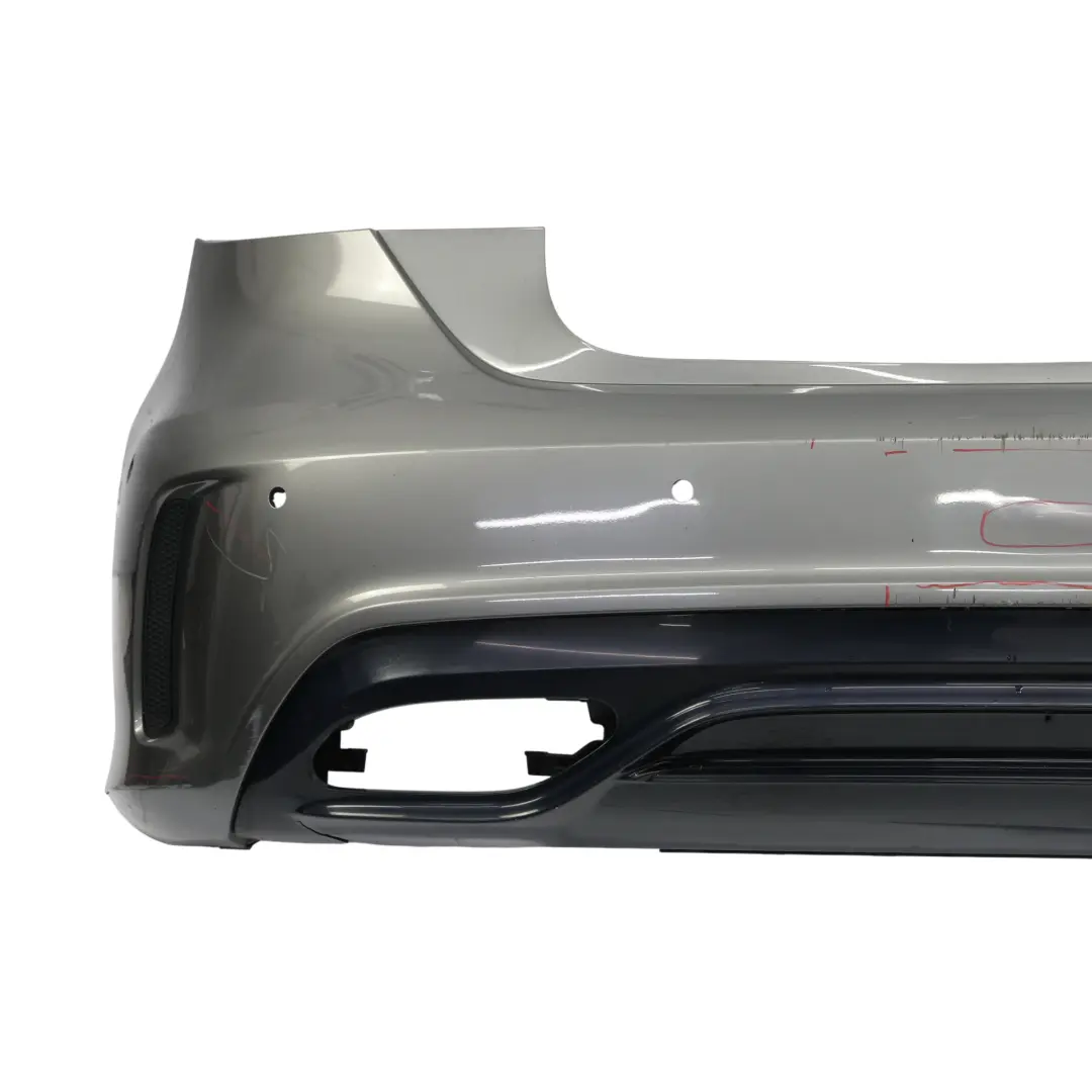 Bumper Rear Trim Panel Cover AMG Mountain Grey Metallic - 787 to Mercedes W176 with Part number A1768800001 Mercedes W176 Bumper Rear Trim Panel Cover AMG Mountain Grey Metallic - 787 - SKU A1768800001-MG - Part number A1768800001