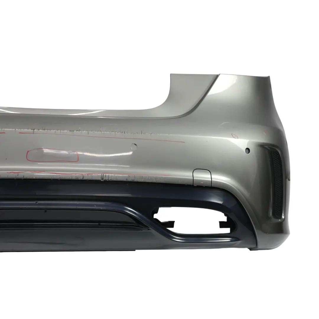 Bumper Rear Trim Panel Cover AMG Mountain Grey Metallic - 787 to Mercedes W176 with Part number A1768800001 Mercedes W176 Bumper Rear Trim Panel Cover AMG Mountain Grey Metallic - 787 - SKU A1768800001-MG - Part number A1768800001