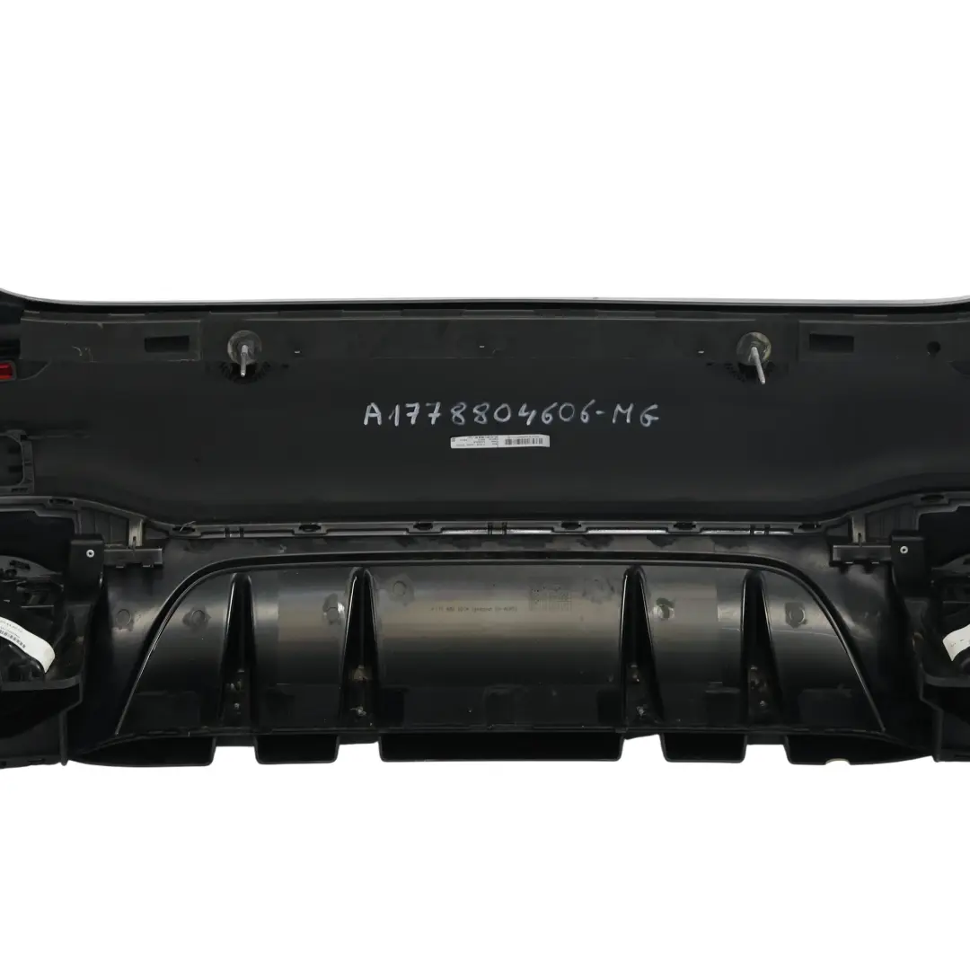 Bumper AMG Aero A35 Trim Panel Mountain Grey Metallic - 787 to Mercedes W177 Rear with Part number A1778804606 Mercedes W177 Rear Bumper AMG Aero A35 Trim Panel Mountain Grey Metallic - 787 - SKU A1778804606-MG - Part number A1778804606