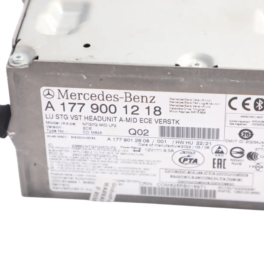 Radio Stereo Sat Nav Navigation CD Head Unit to Mercedes W177 with Part number A1779001218 Mercedes W177 Radio Stereo Sat Nav Navigation CD Head Unit - SKU A1779001218 - Part number A1779001218