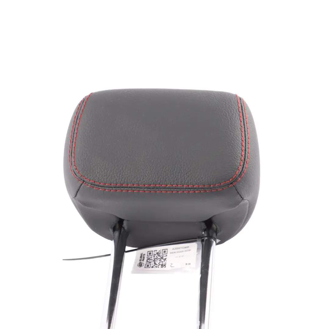 Mercedes W205 Poggiatesta Sedile Posteriore Centrale Pelle Nera Cuciture Rosse - SKU A2059703400 - Numero di parte A2059703400