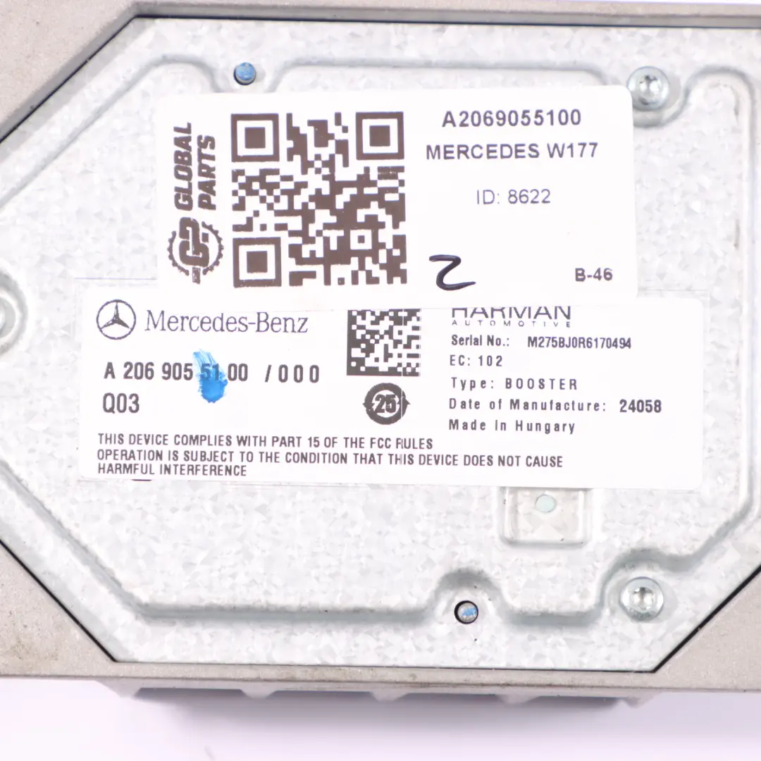 Mercedes C118 W167 W177 W206 W247 Amplificatore Stereo Harman Kardon - SKU A2069055100 - Numero di parte A2069055100