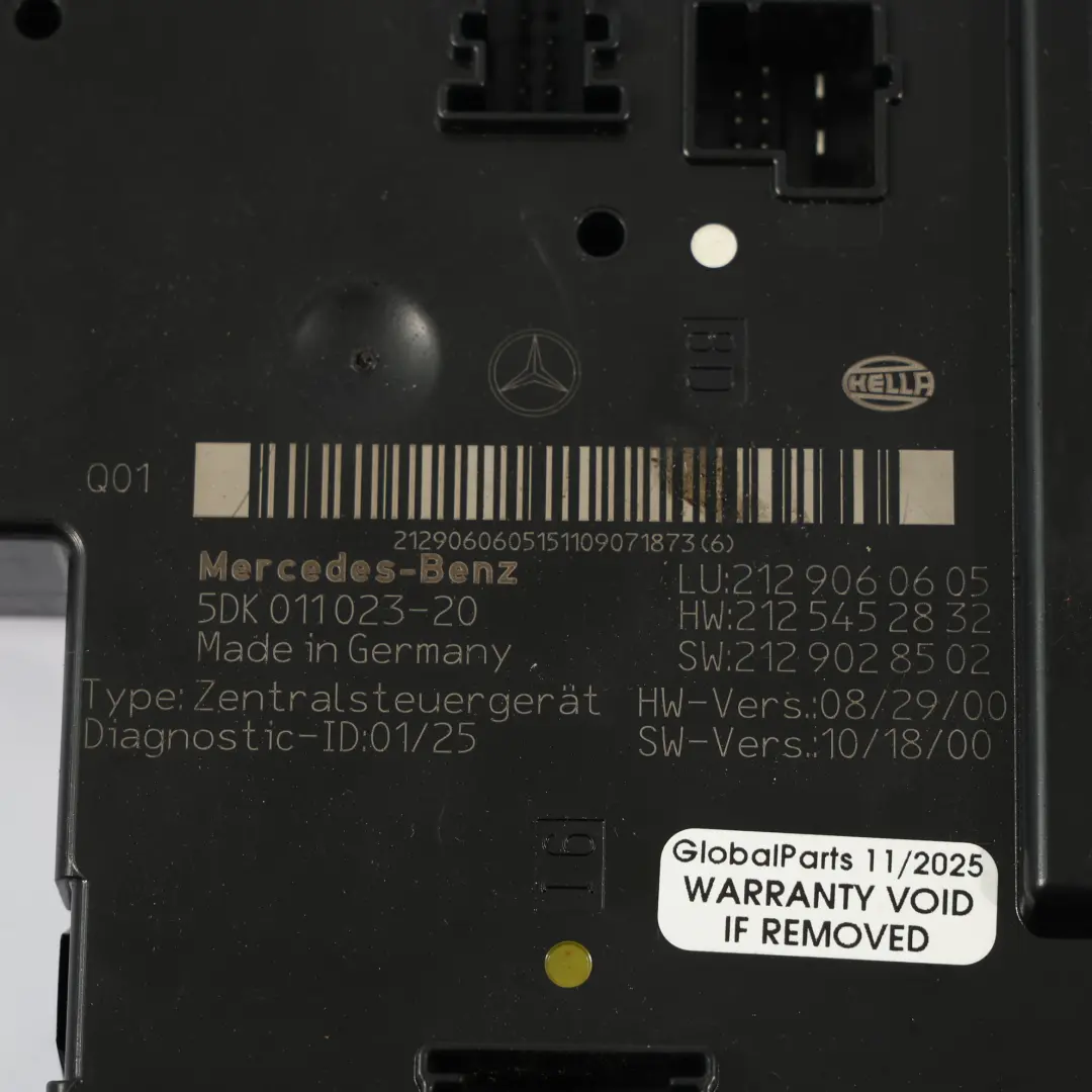 Mercedes W212 Caja Fusibles Relé Trasero Unidad Control Módulo SAM - SKU A2129060605-1 - Número de pieza A2129060605