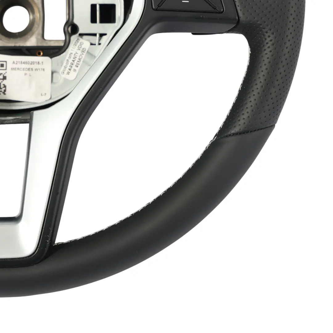 Leather Sport Steering Wheel Paddle Shift White Threads to Mercedes W176 NEW Black with Part number A2184602018 Mercedes W176 NEW Black Leather Sport Steering Wheel Paddle Shift White Threads - SKU A2184602018-1 - Part number A2184602018