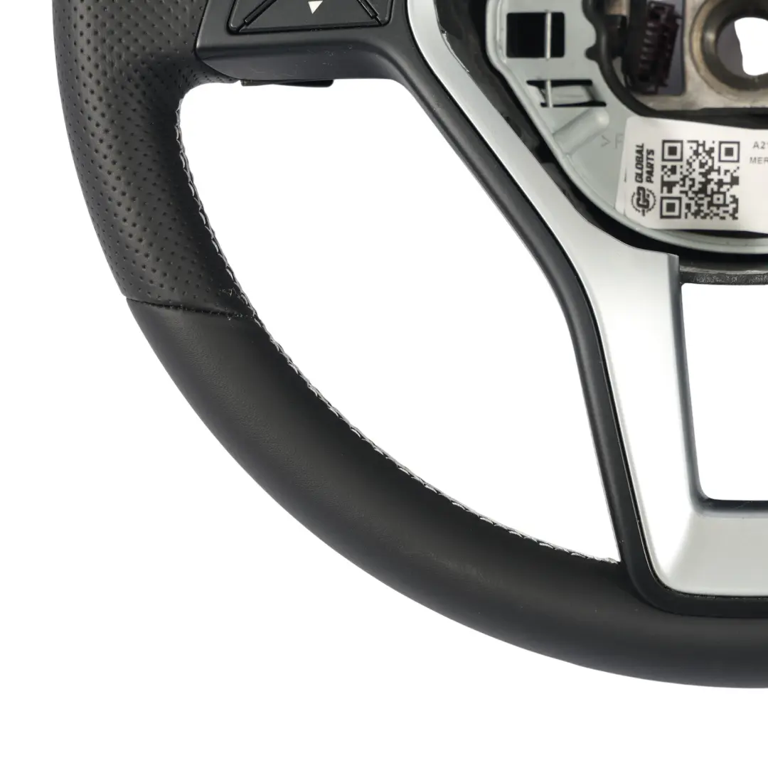 Mercedes W176 W204 Nuova Pelle Nera Volante Sportivo Leve Cambio Fili Bianchi - SKU A2184602018-1 - Numero di parte A2184602018