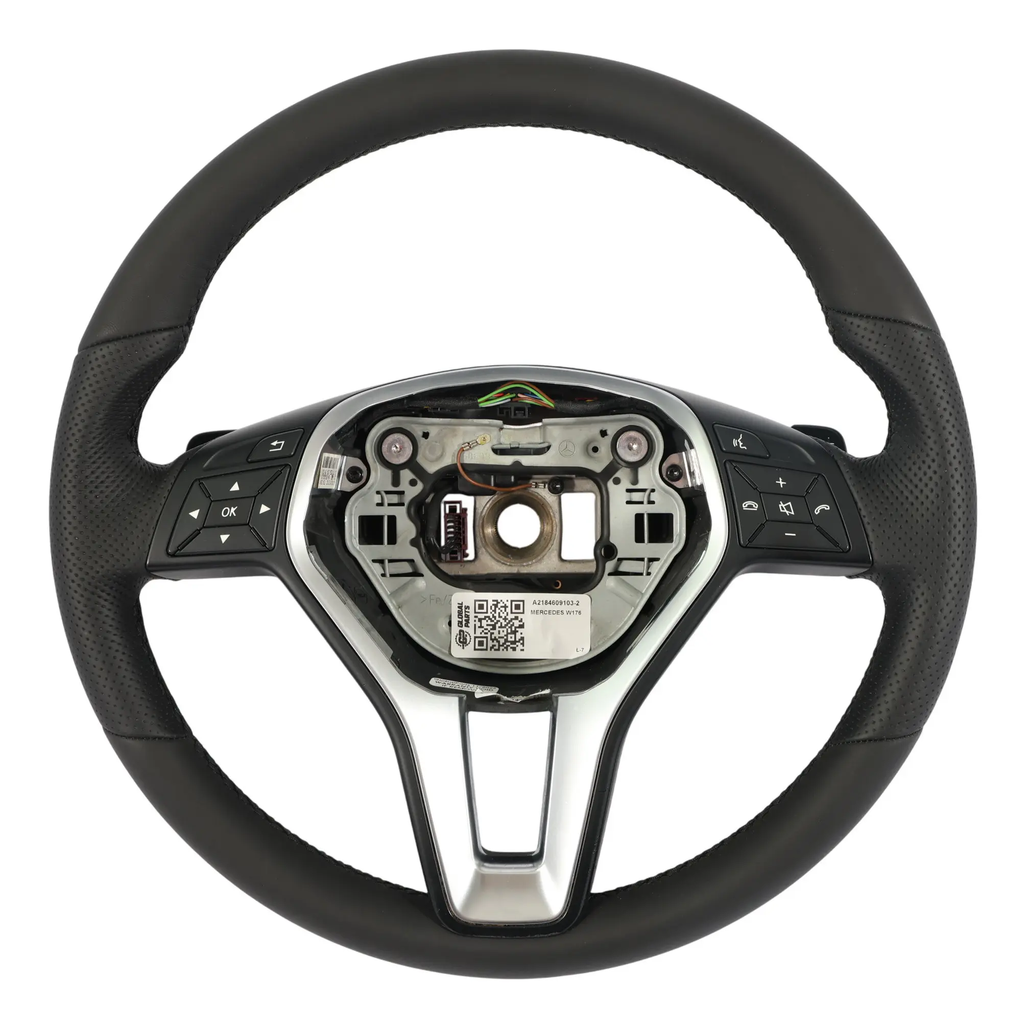 Volante Mercedes W176 W246 NUEVO Cuero Negro Hilos Negro Paddle Shift