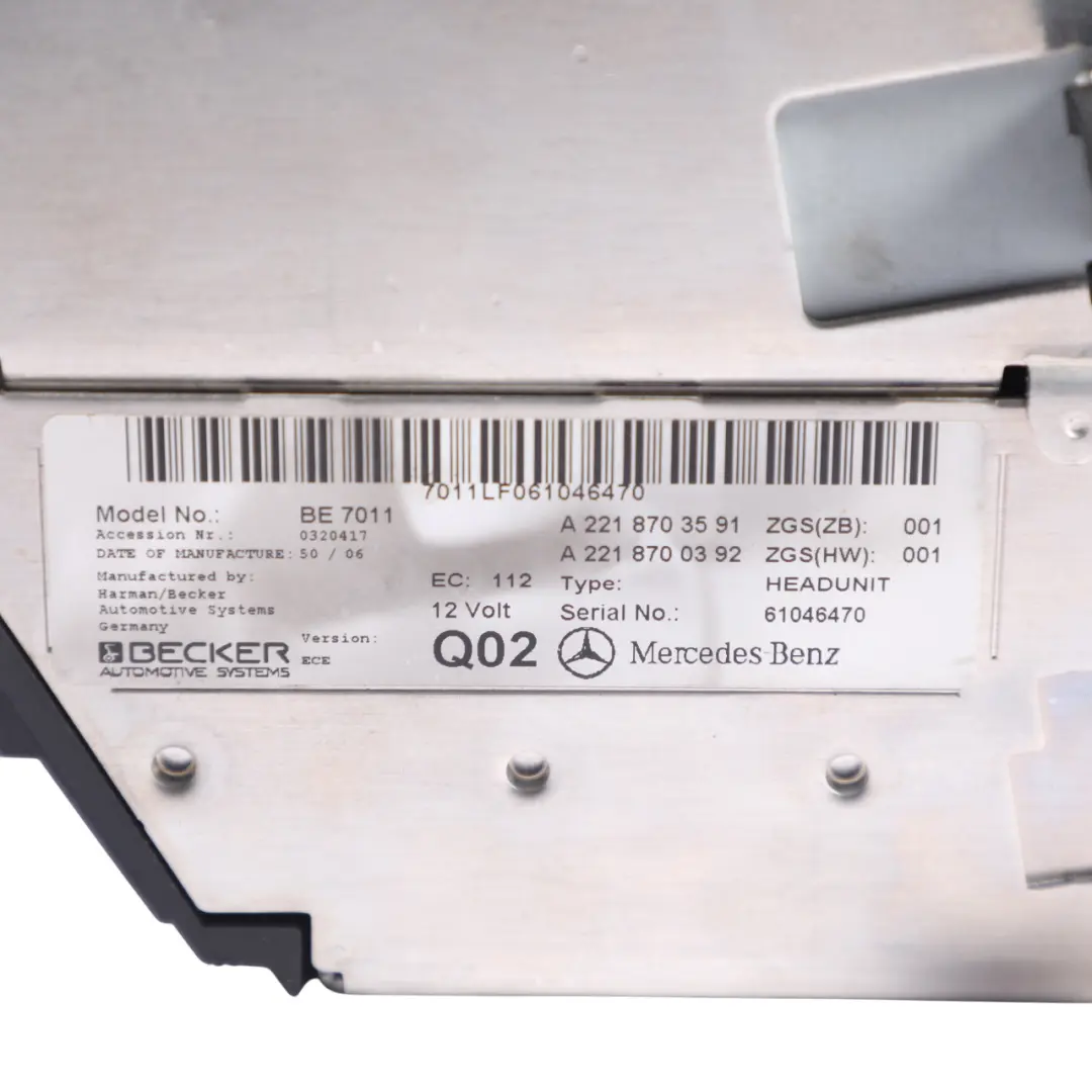 Mercedes W221 Comand 6-Changer CD Radio Head Unit DVD Navi - SKU A2218703591 - Part number A2218703591