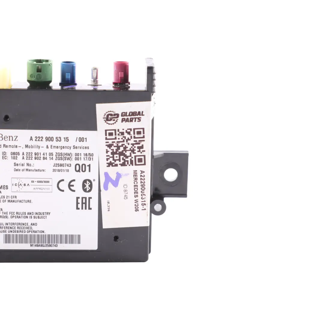 Bluetooth Module Multimedia Control Unit ECU to Mercedes W176 W205 with Part number A2229005315 Mercedes W176 W205 Bluetooth Module Multimedia Control Unit ECU - SKU A2229005315-1 - Part number A2229005315