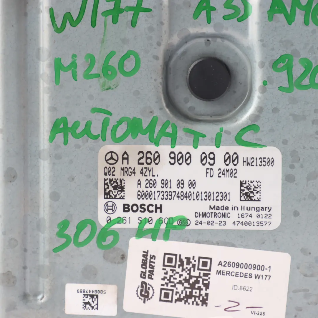 Mercedes W177 A35 AMG M260 306HP Engine Control ECU Kit Automatic - SKU A2609000900-1 - Part number A2609000900