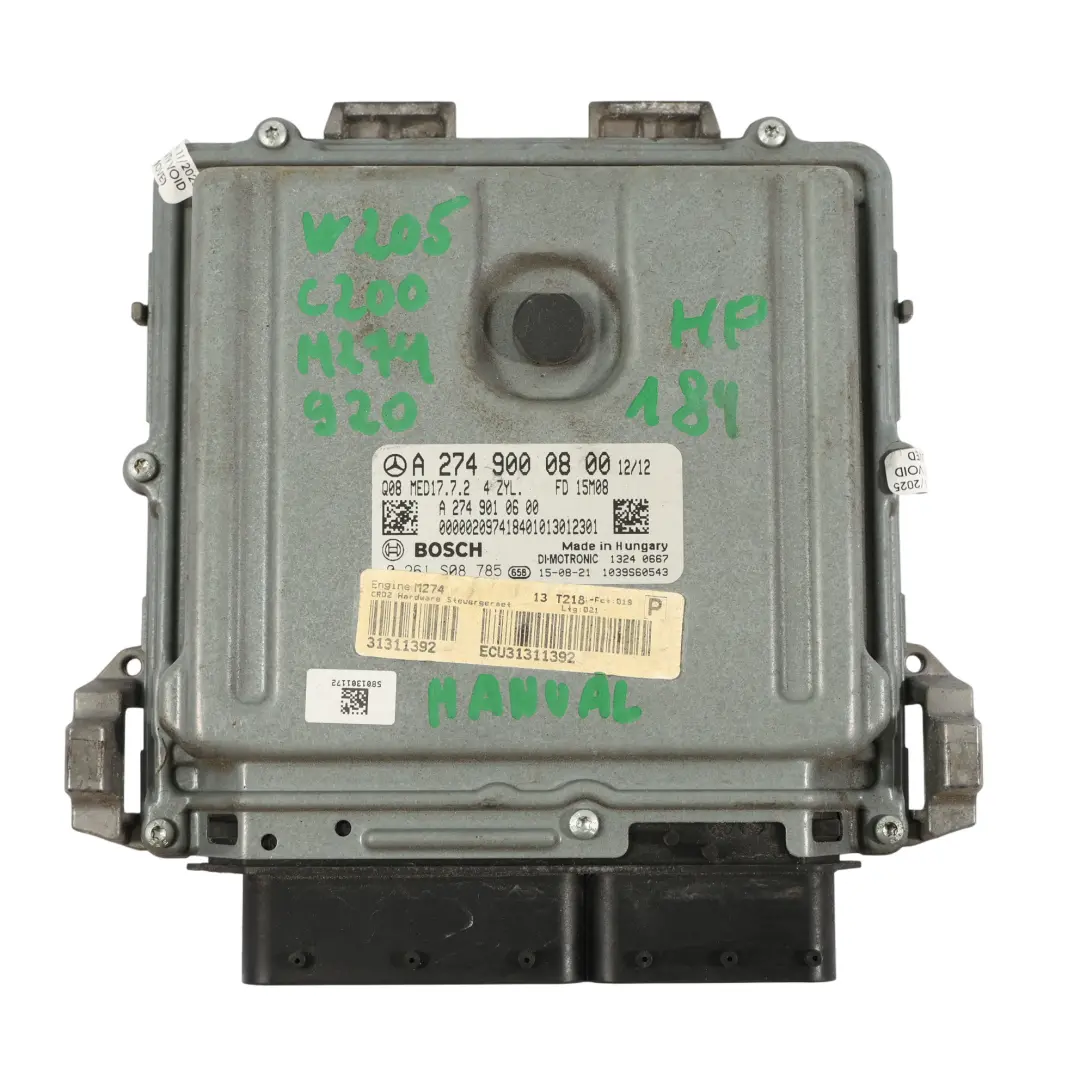 C200 274.920 184HP Kit ECU Control Motor Automático para Mercedes W205 con número de pieza A2749000800 Mercedes W205 C200 274.920 184HP Kit ECU Control Motor Automático - SKU A2749000800-7 - Número de pieza A2749000800