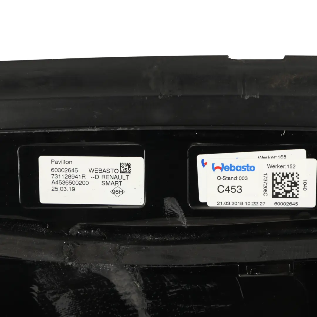 Roof Panoramic Sliding Glass Rear Cover Tinted AS3 to Smart Fortwo 453 Panorama with Part number A4537800100 Smart Fortwo 453 Panorama Roof Panoramic Sliding Glass Rear Cover Tinted AS3 - SKU A4537800100 - Part number A4537800100